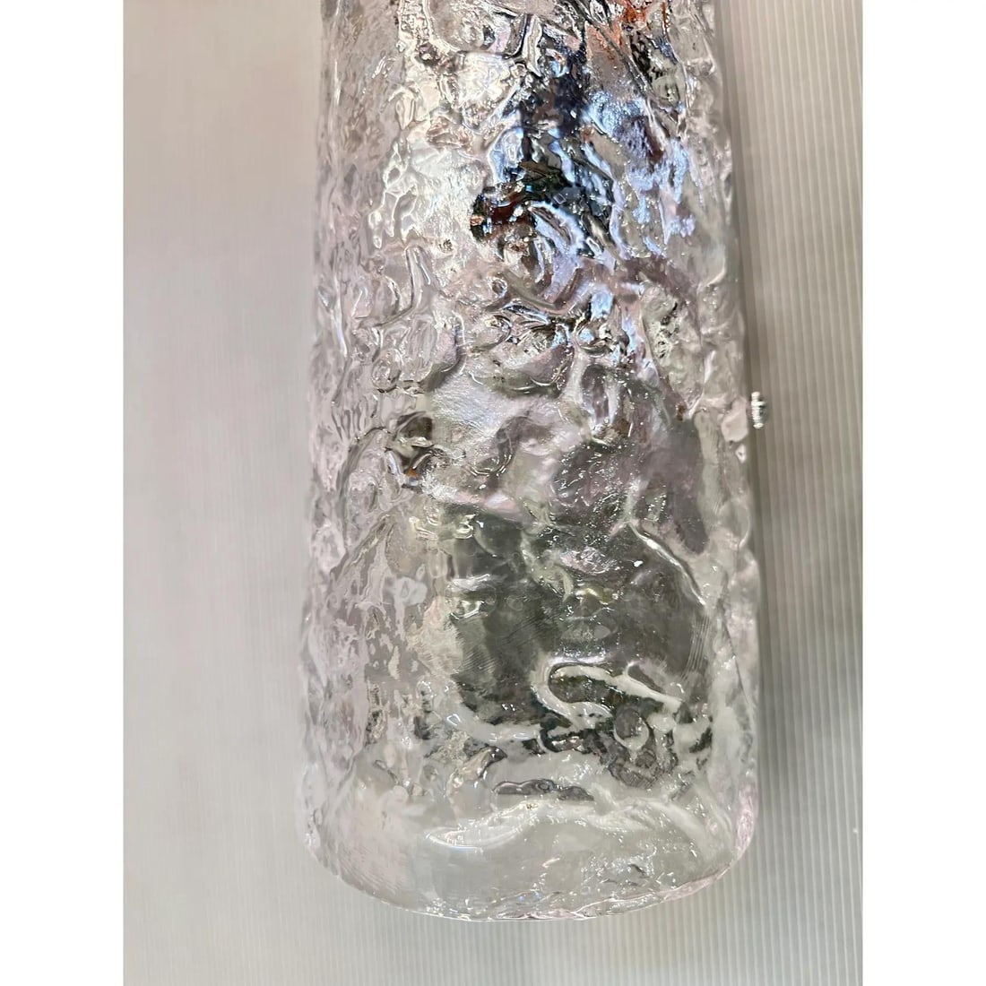 Elegant Transparent Hammered Glass Wall Sconces With Italian Murano Influence - Lot of 4 - 4