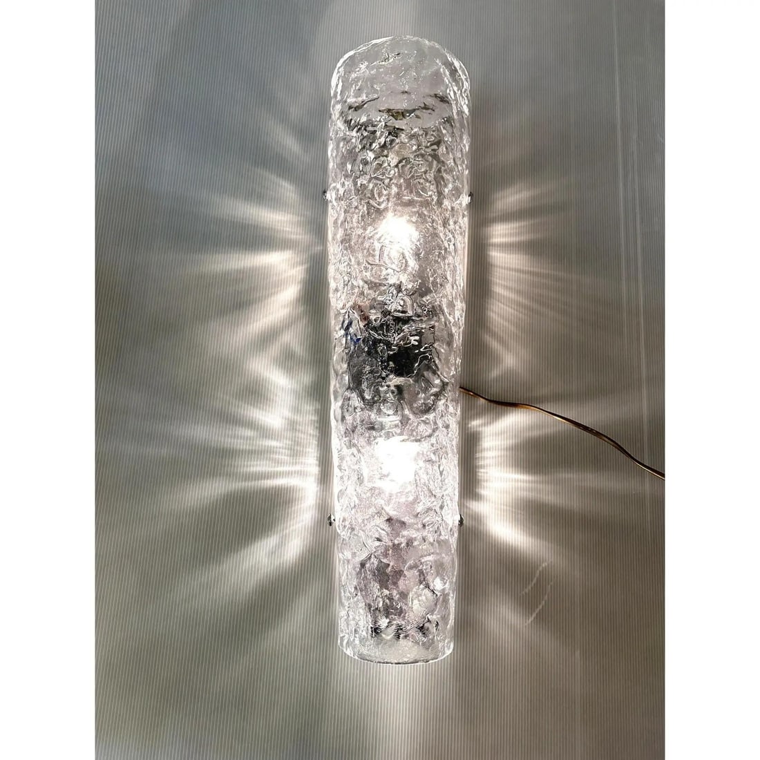 Elegant Transparent Hammered Glass Wall Sconces With Italian Murano Influence - Lot of 4 - 8