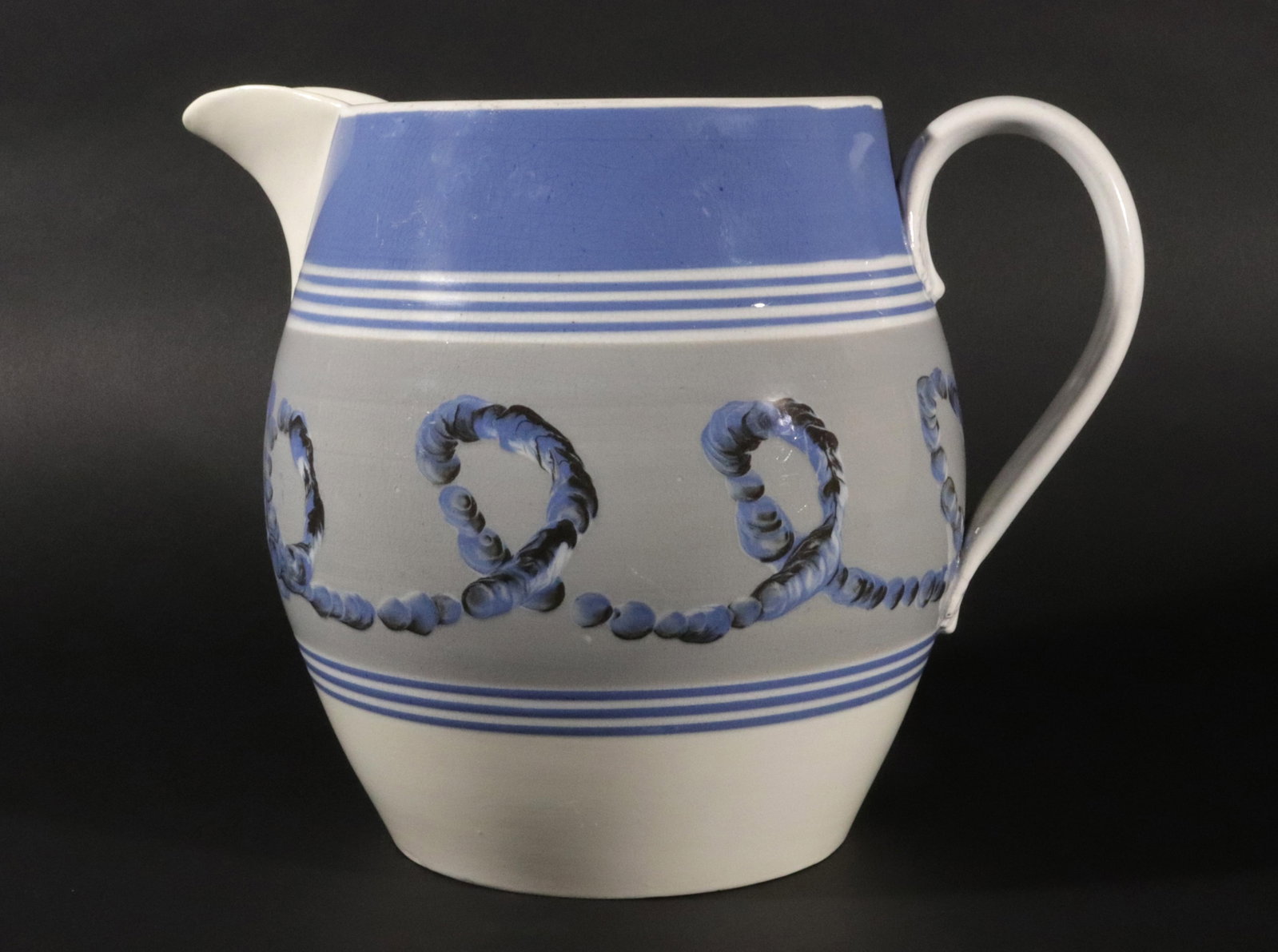 English Pearlware Mocha Earthworm Jug, Staffordshire or Northern England - 10