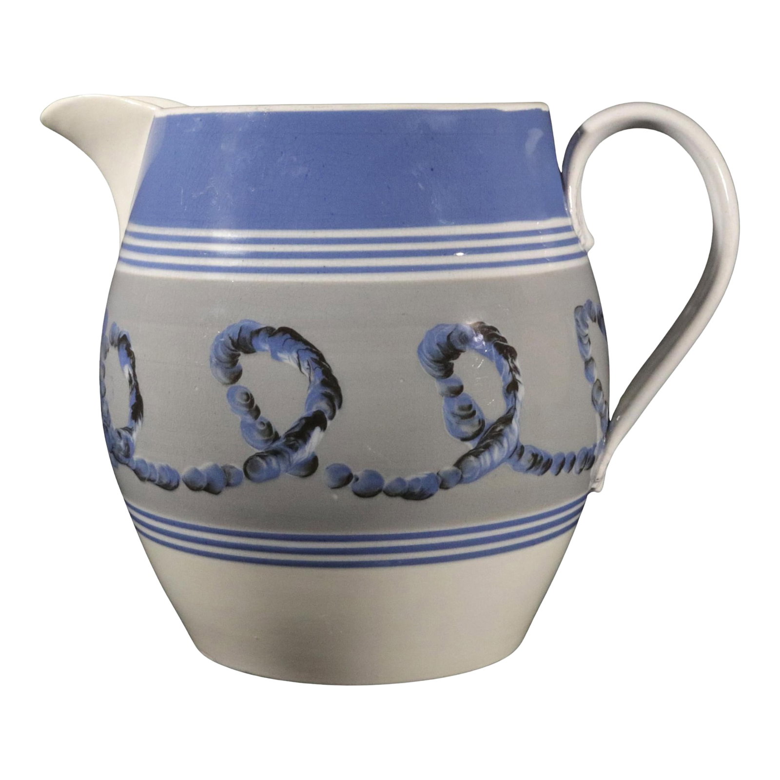 English Pearlware Mocha Earthworm Jug, Staffordshire or Northern England (1 of 10)