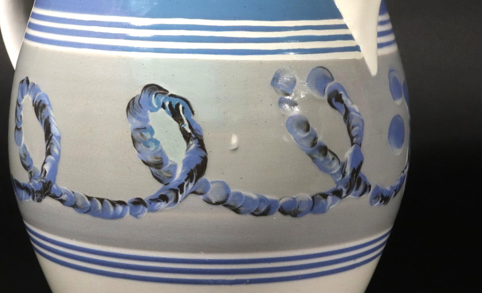English Pearlware Mocha Earthworm Jug, Staffordshire or Northern England - 2