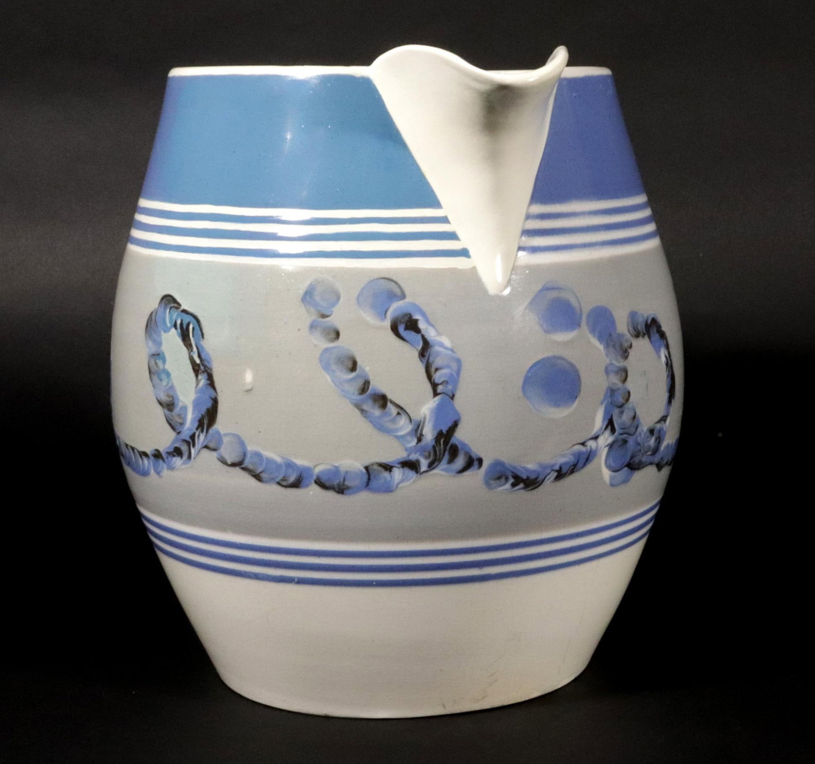 English Pearlware Mocha Earthworm Jug, Staffordshire or Northern England - 6