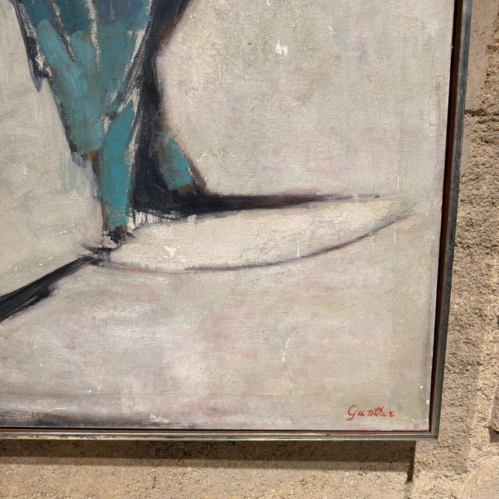Oil in Canvas Signed Gorge W Gunther Abstract Expressionism Mid-Century Mod Painting - 2