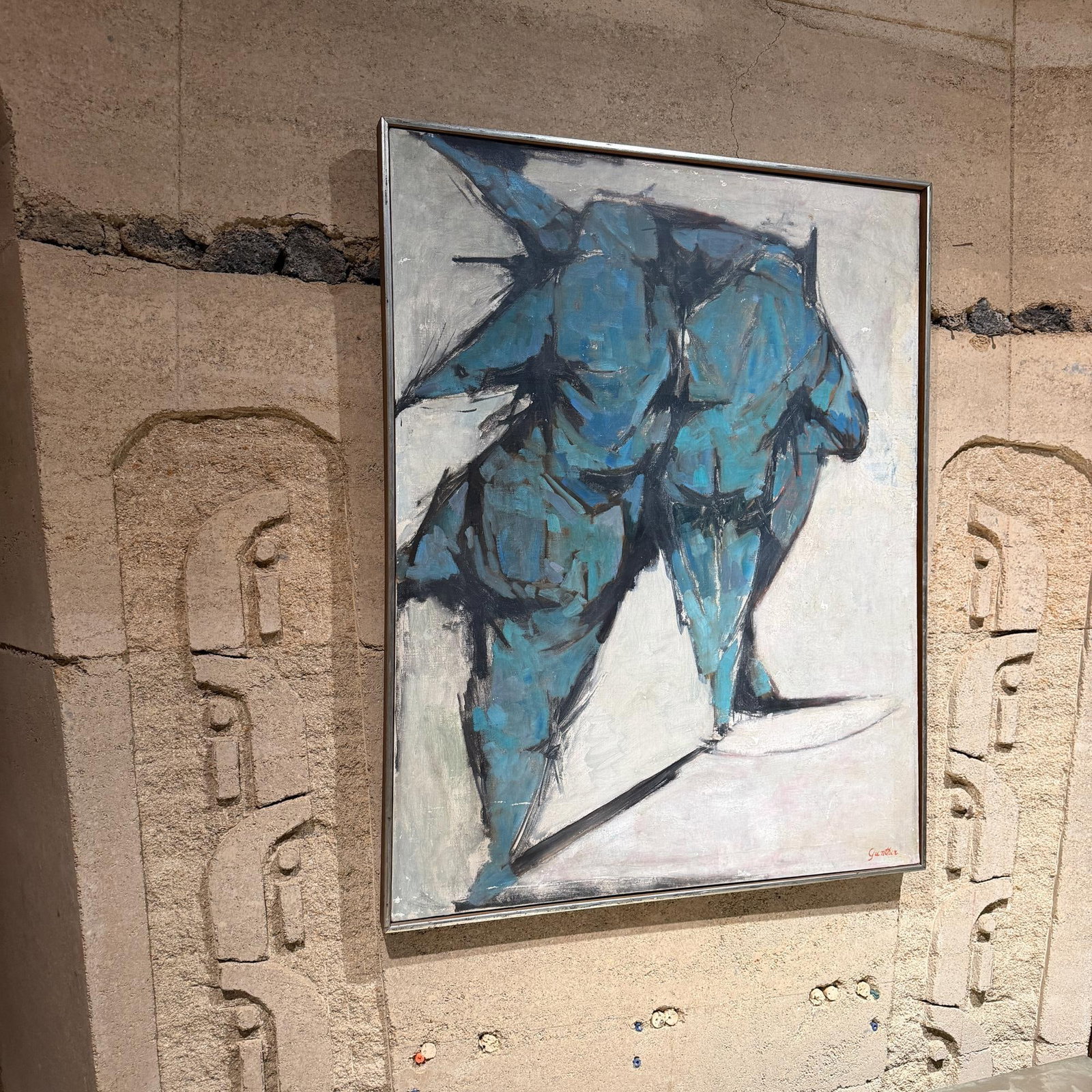 Oil in Canvas Signed Gorge W Gunther Abstract Expressionism Mid-Century Mod Painting - 3