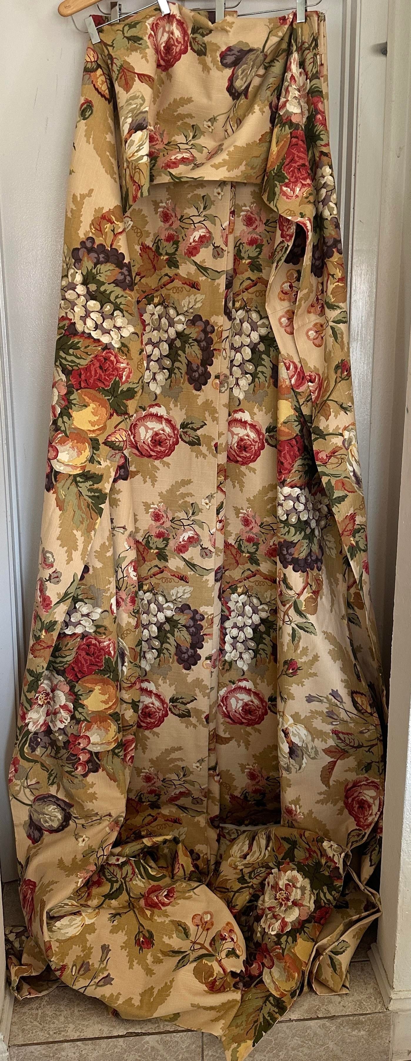 Vintage Thomasville Floral Vallance & 2 Panel Drape Set - 5