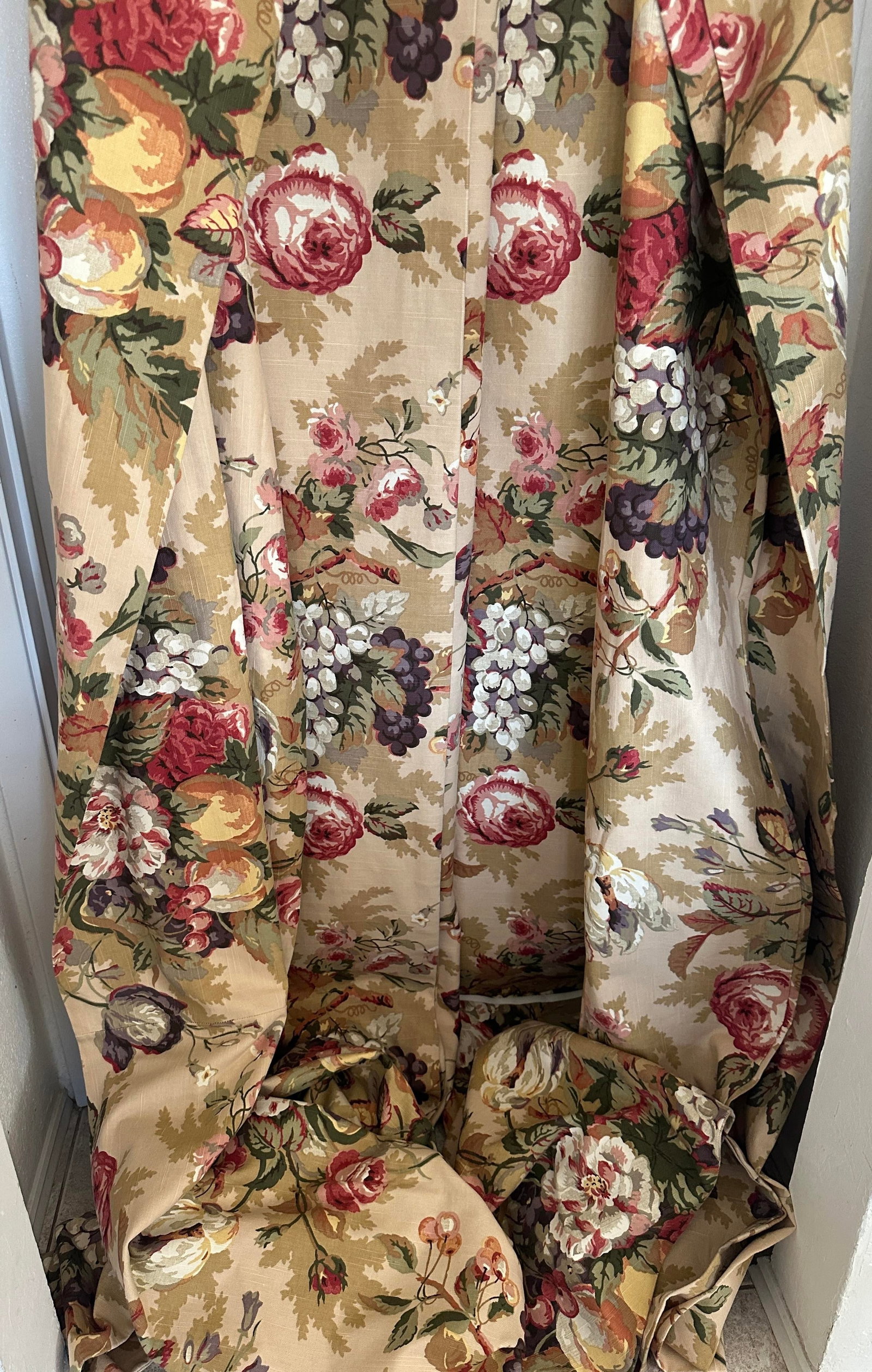 Vintage Thomasville Floral Vallance & 2 Panel Drape Set - 6