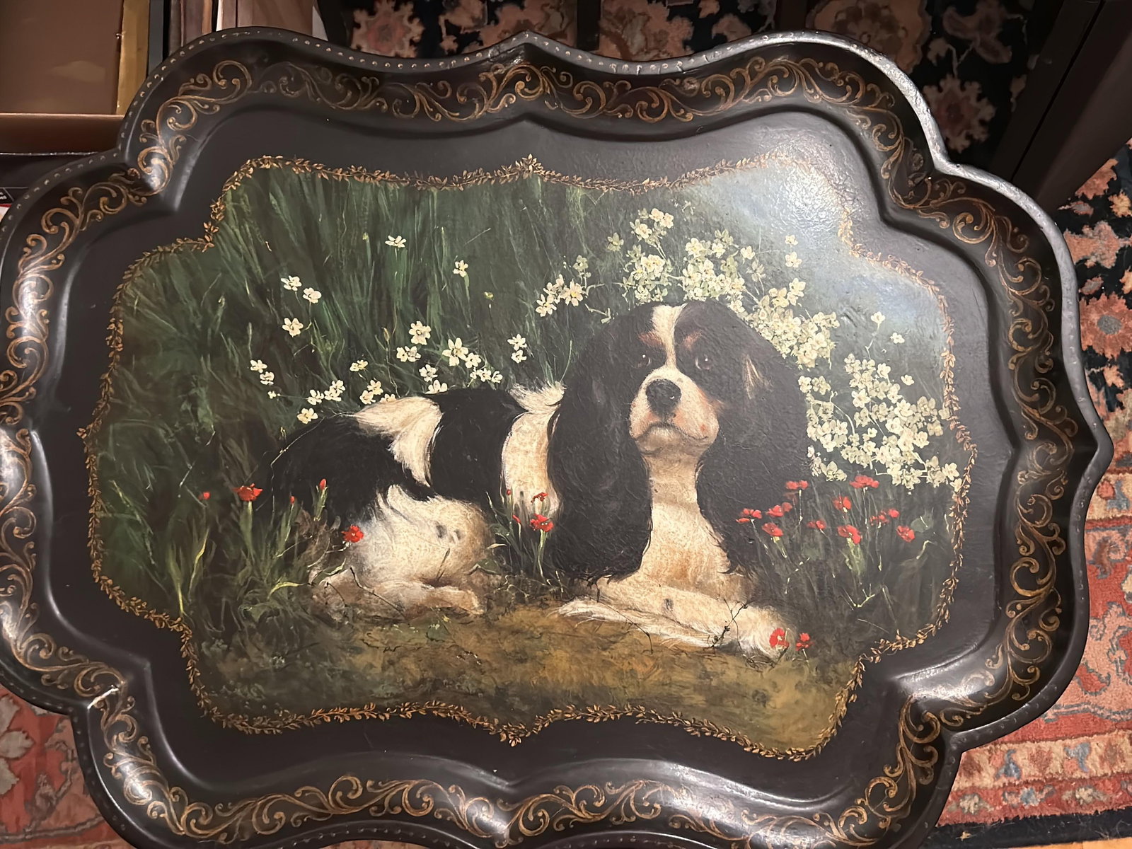 Hand Painted Vintage Paper Mache Tray - 6