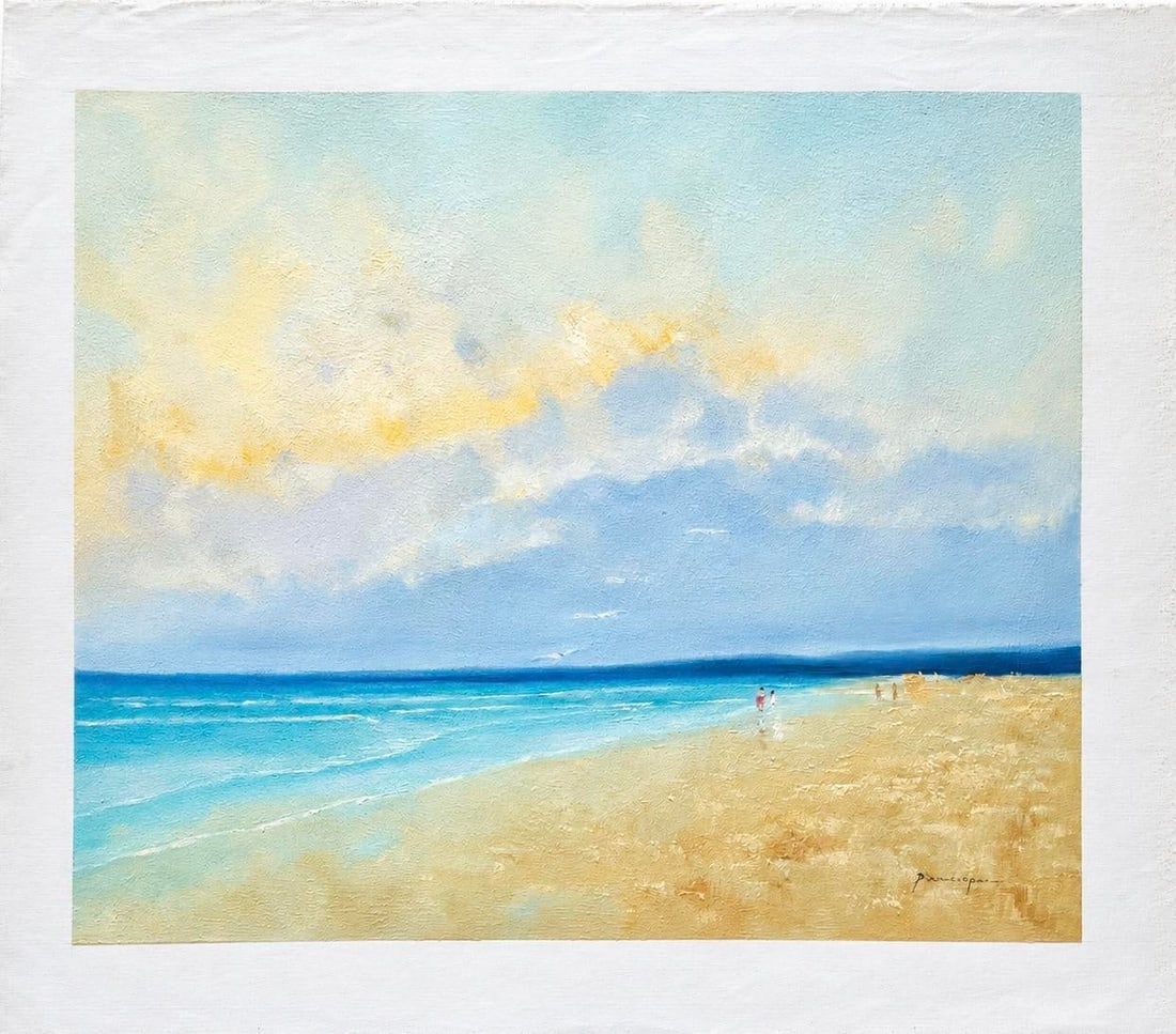 Serene Coastal Abstract Beach Scene - Original Oil on Canvas, by Arciero - 3