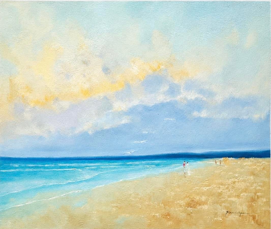 Serene Coastal Abstract Beach Scene - Original Oil on Canvas, by Arciero - 4