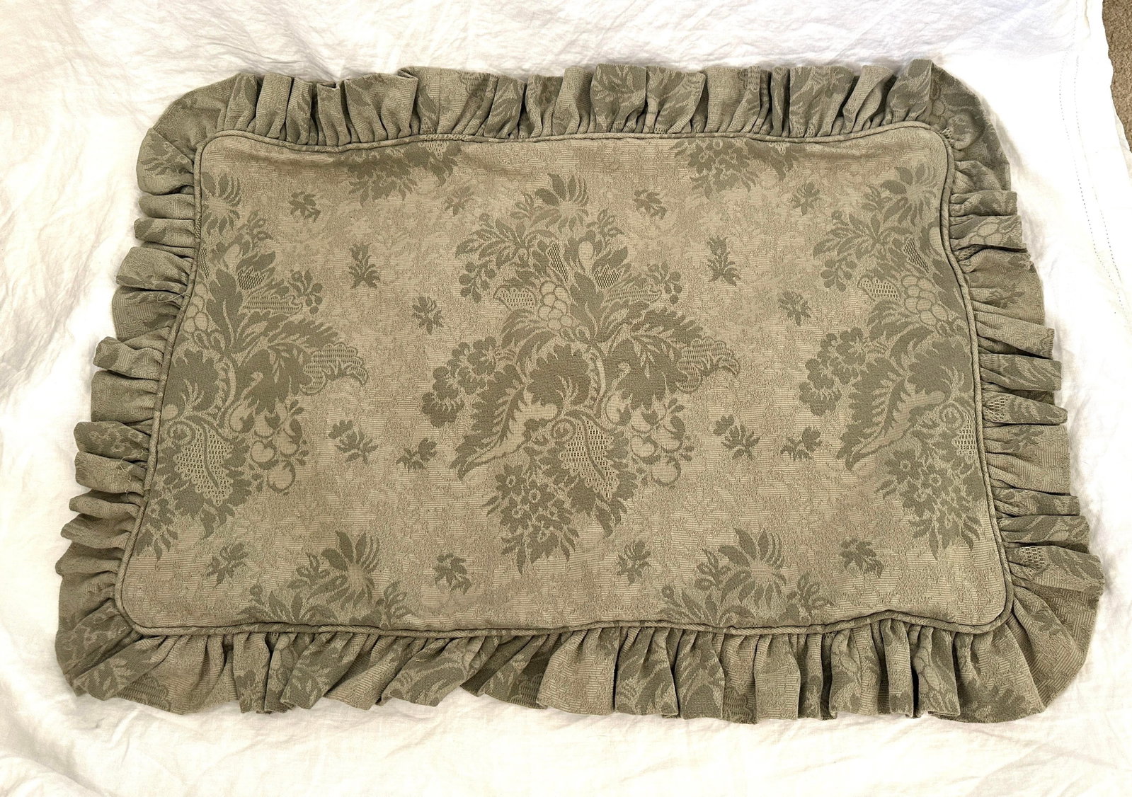 Pair of Ralph Lauren Style Ruffle Trimmed King Pillow Shams - 2
