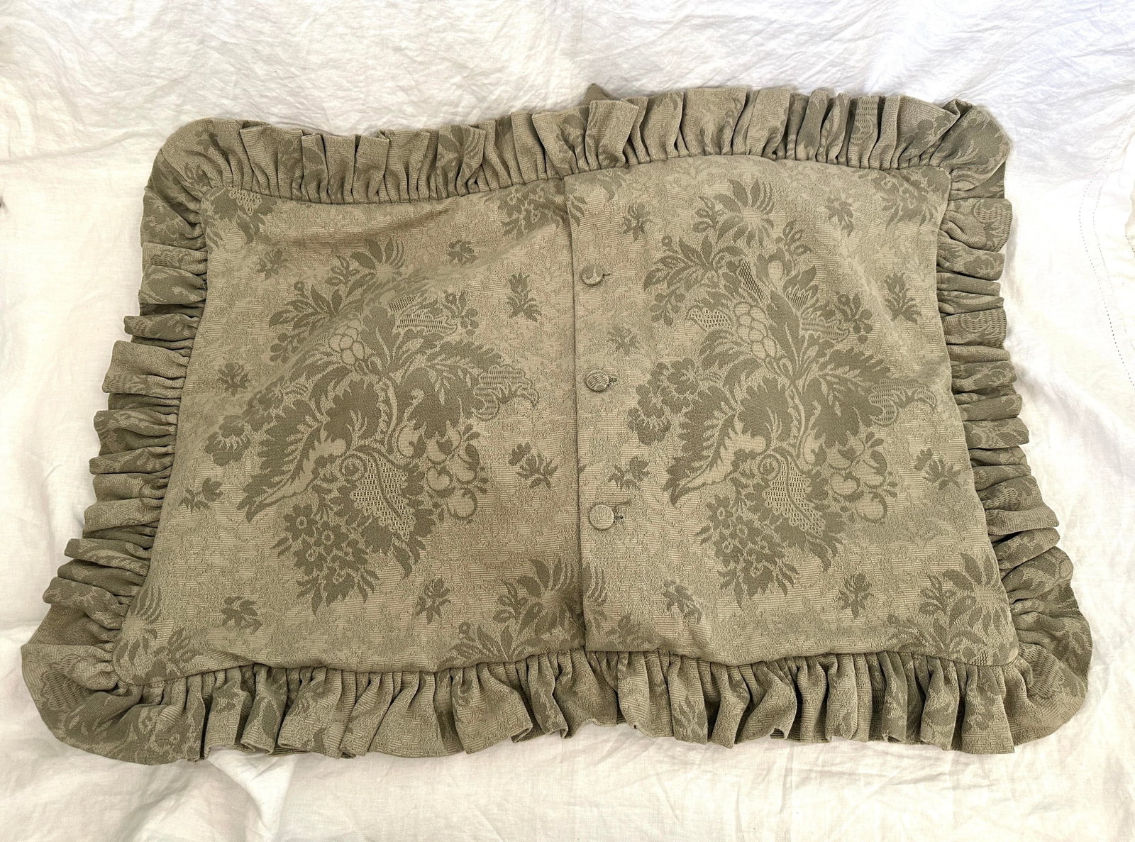 Pair of Ralph Lauren Style Ruffle Trimmed King Pillow Shams - 5