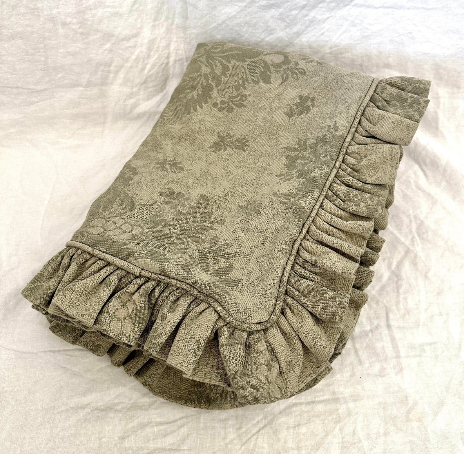 Pair of Ralph Lauren Style Ruffle Trimmed King Pillow Shams - 6