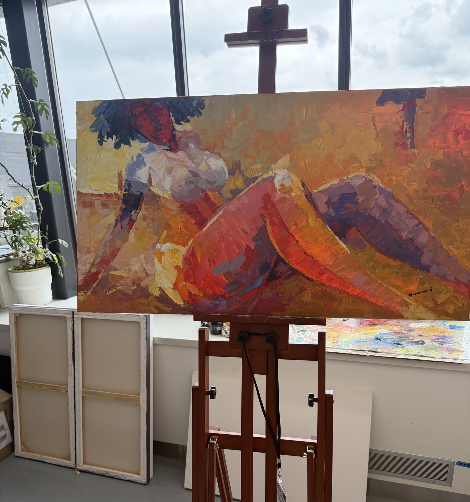 At Ease in Her Own Light, by Godfrey Afebuame , Oil Painting With Knife on Canvas (2026) - 2