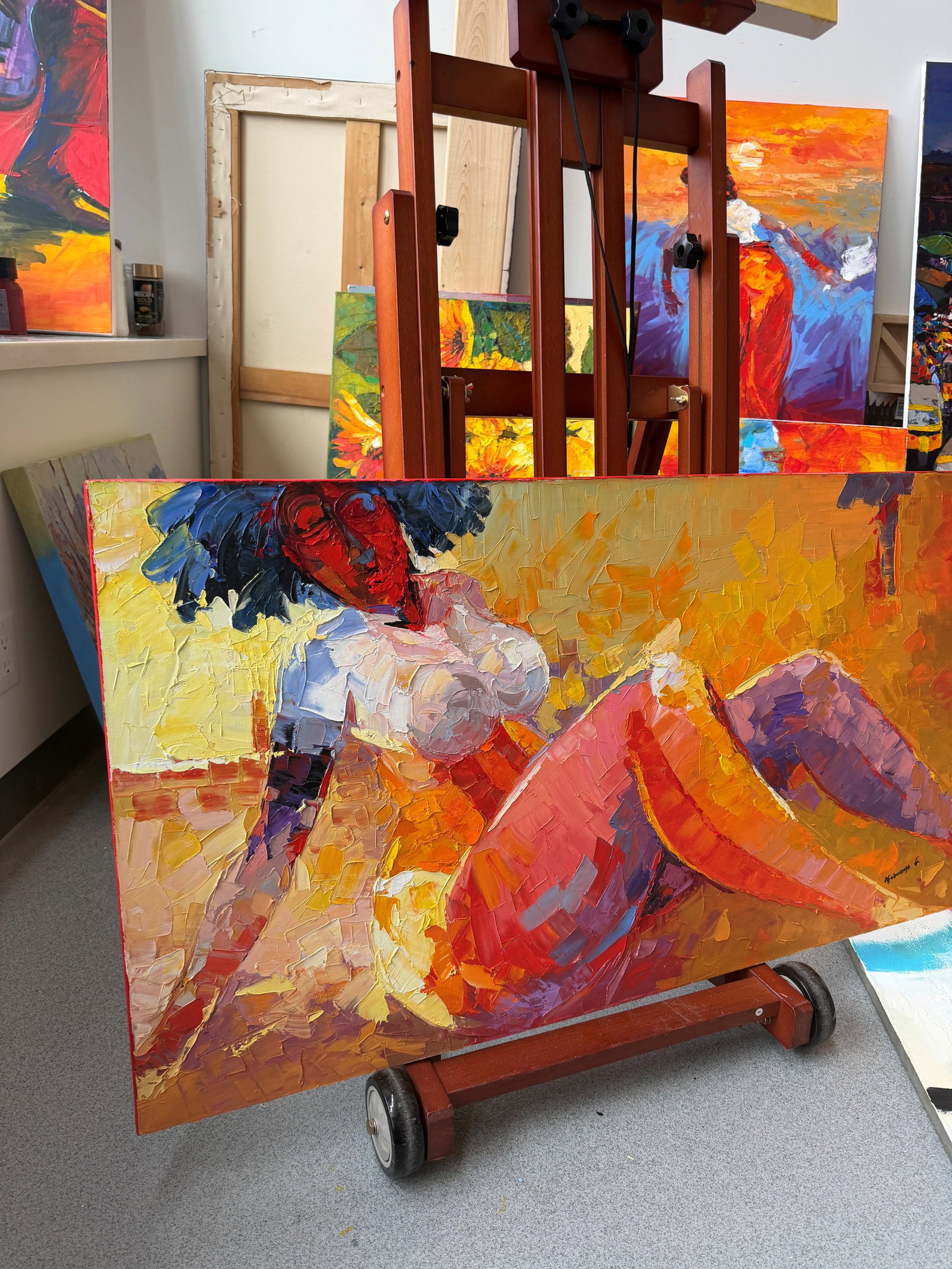At Ease in Her Own Light, by Godfrey Afebuame , Oil Painting With Knife on Canvas (2026) - 5
