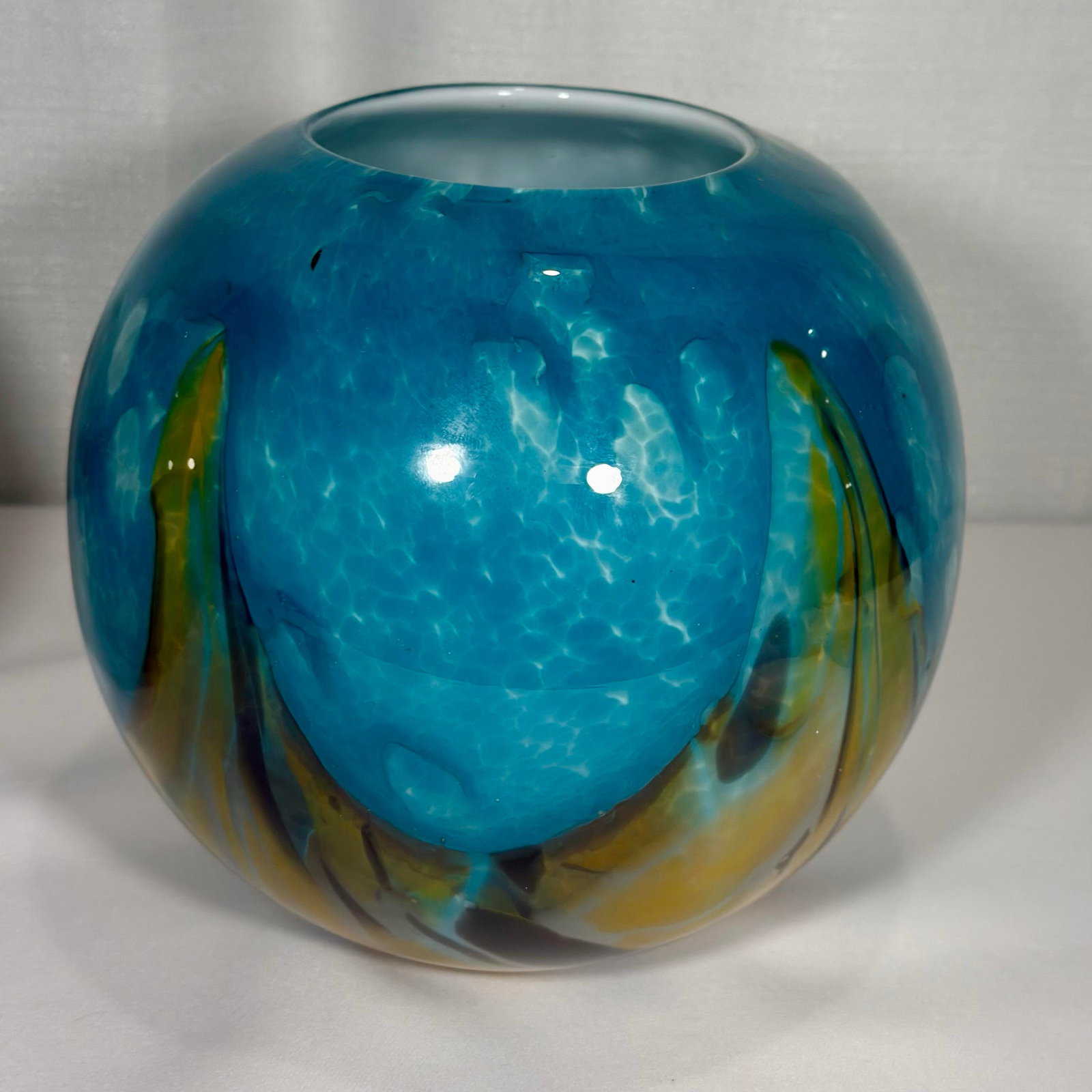 Late 20th Century Palm Beach Regency Mdina Style Hand-Blown Mottled Cased Art Glass Globe Vases - A - 9