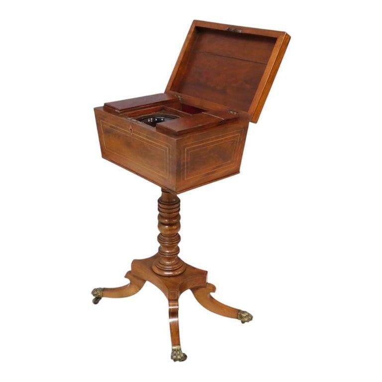 English Rosewood Tea Caddy With Satinwood Banding & Claw Feet 19thC - 10