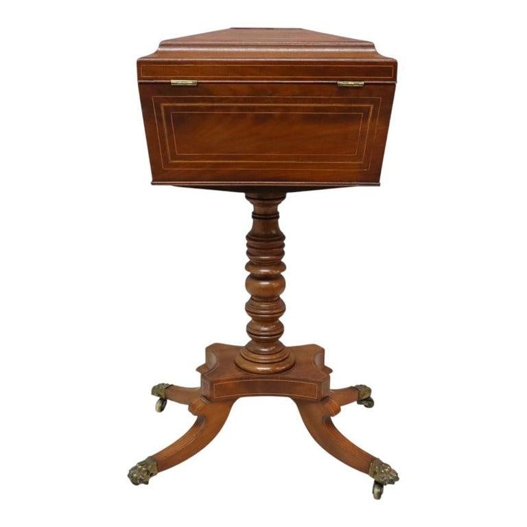 English Rosewood Tea Caddy With Satinwood Banding & Claw Feet 19thC - 12