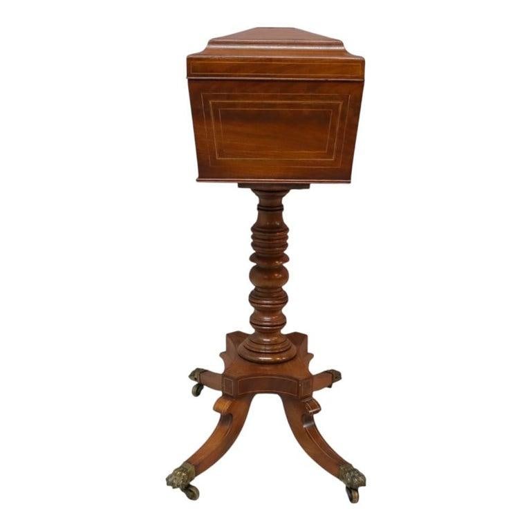 English Rosewood Tea Caddy With Satinwood Banding & Claw Feet 19thC - 13