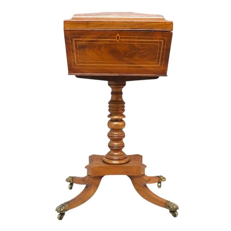 English Rosewood Tea Caddy With Satinwood Banding & Claw Feet 19thC - 2