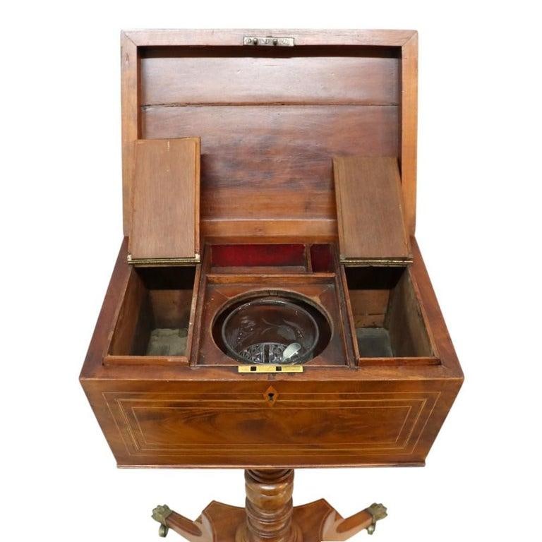 English Rosewood Tea Caddy With Satinwood Banding & Claw Feet 19thC - 9