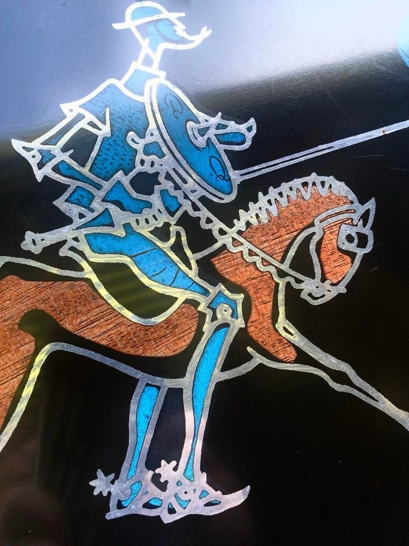 Vintage Couroc Monterey Don Quixote Horse & Rider Inlay Serving Tray – Rare Mid Century - 4
