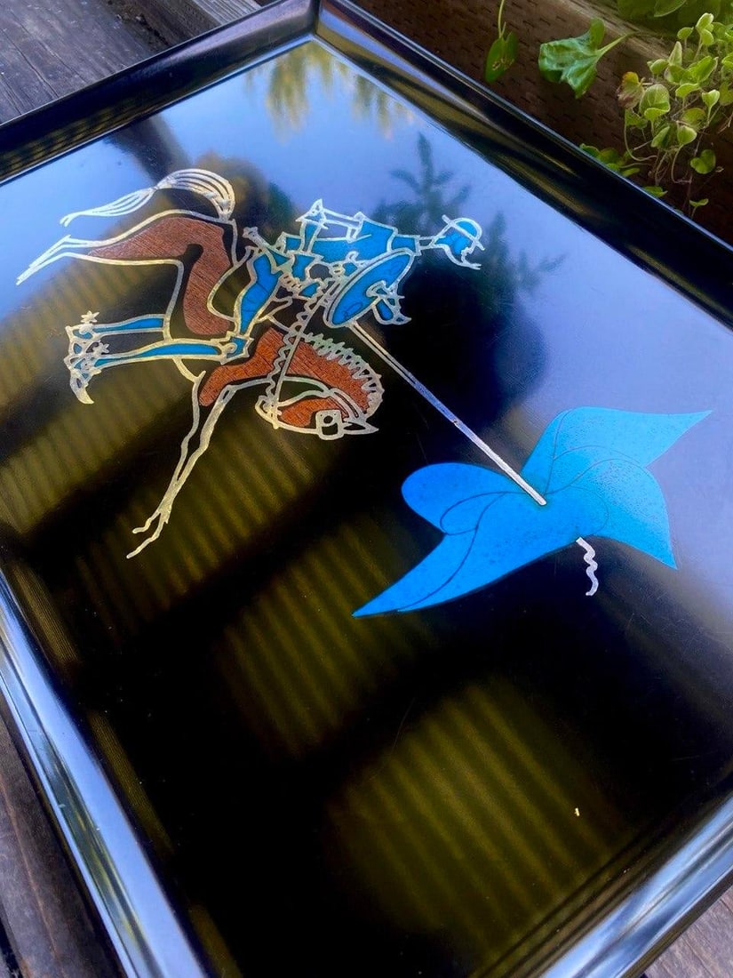 Vintage Couroc Monterey Don Quixote Horse & Rider Inlay Serving Tray – Rare Mid Century - 6