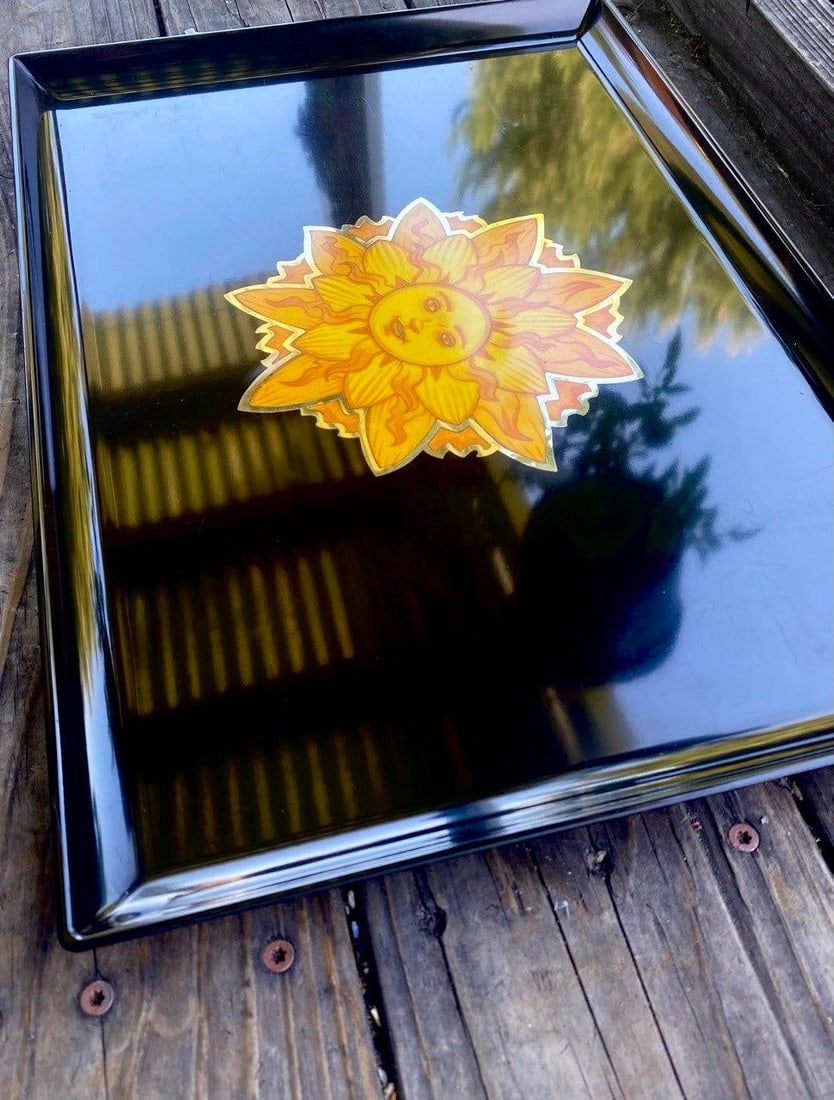 Rare Vintage Couroc Sunburst Face Tray – Bohemian Hollywood Regency - 2