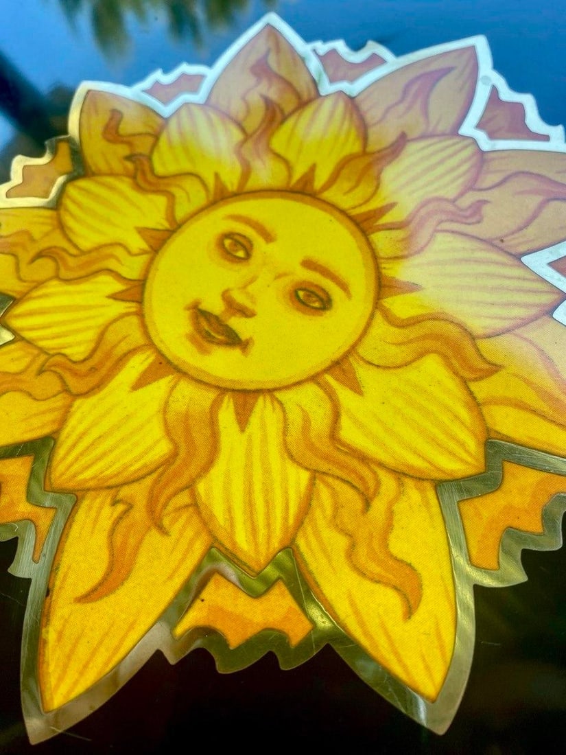 Rare Vintage Couroc Sunburst Face Tray – Bohemian Hollywood Regency - 4