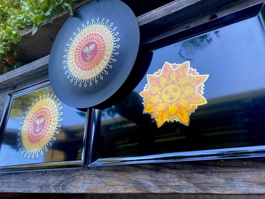 Rare Vintage Couroc Sunburst Face Tray – Bohemian Hollywood Regency - 9