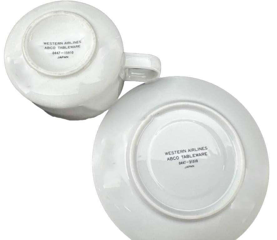 1960s Rare Western Airlines Ceramic China Coffee Service - Coffee Pot & 10 Cups & Saucers - 21 pcs - 4