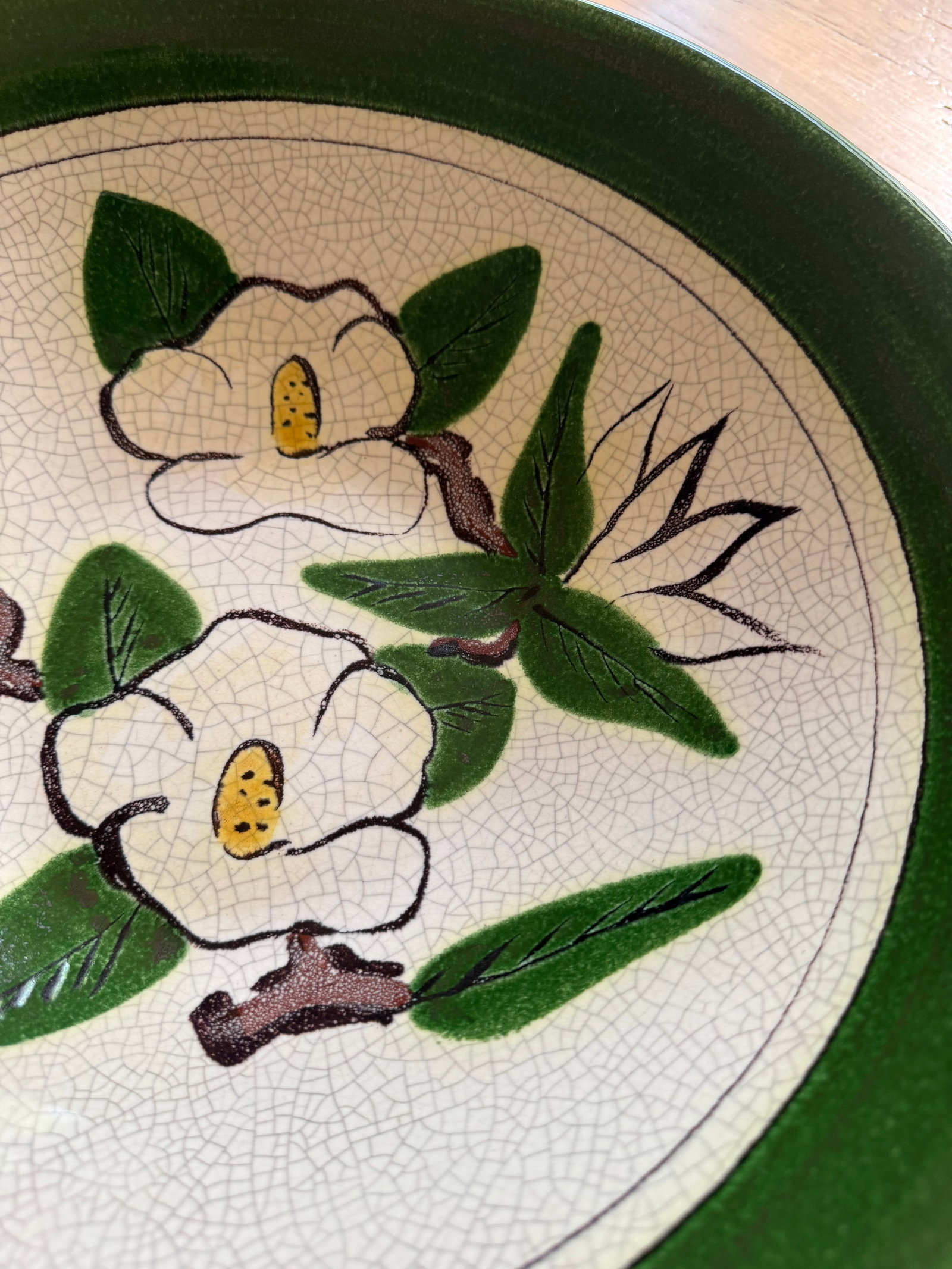 1950s Majolica Large Serving Bowl Hartman Studios of Los Angeles, California Magnolia - 6