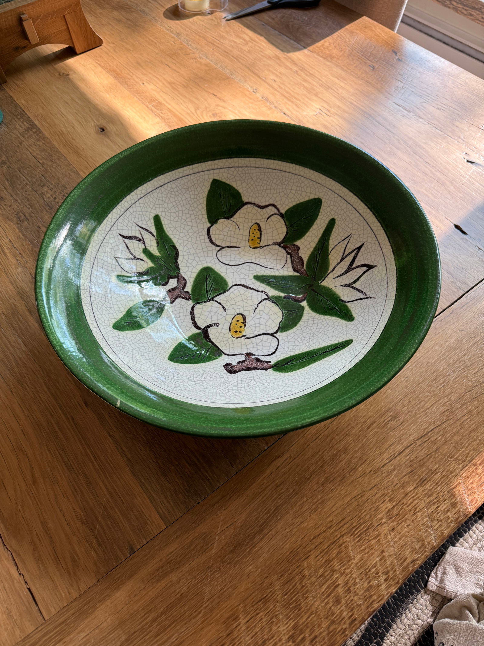 1950s Majolica Large Serving Bowl Hartman Studios of Los Angeles, California Magnolia - 7