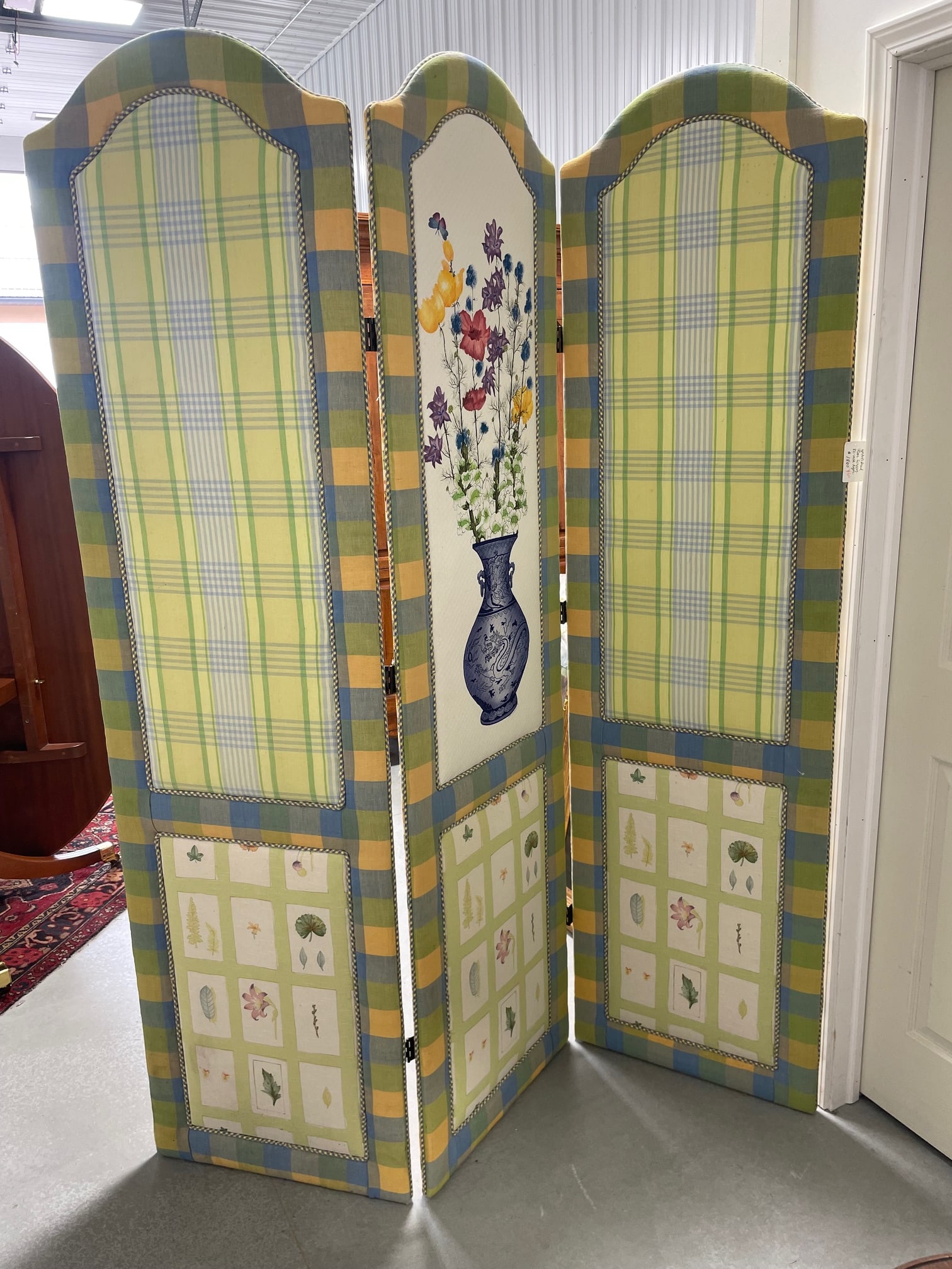 Upholstered 3-Panel Folding Screen - 3