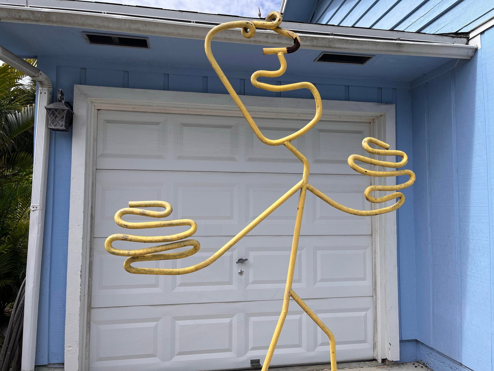 1990s Monumental Signed Barrett DeBusk "Walking Bod " Steel Sculpture - 90" High - 2