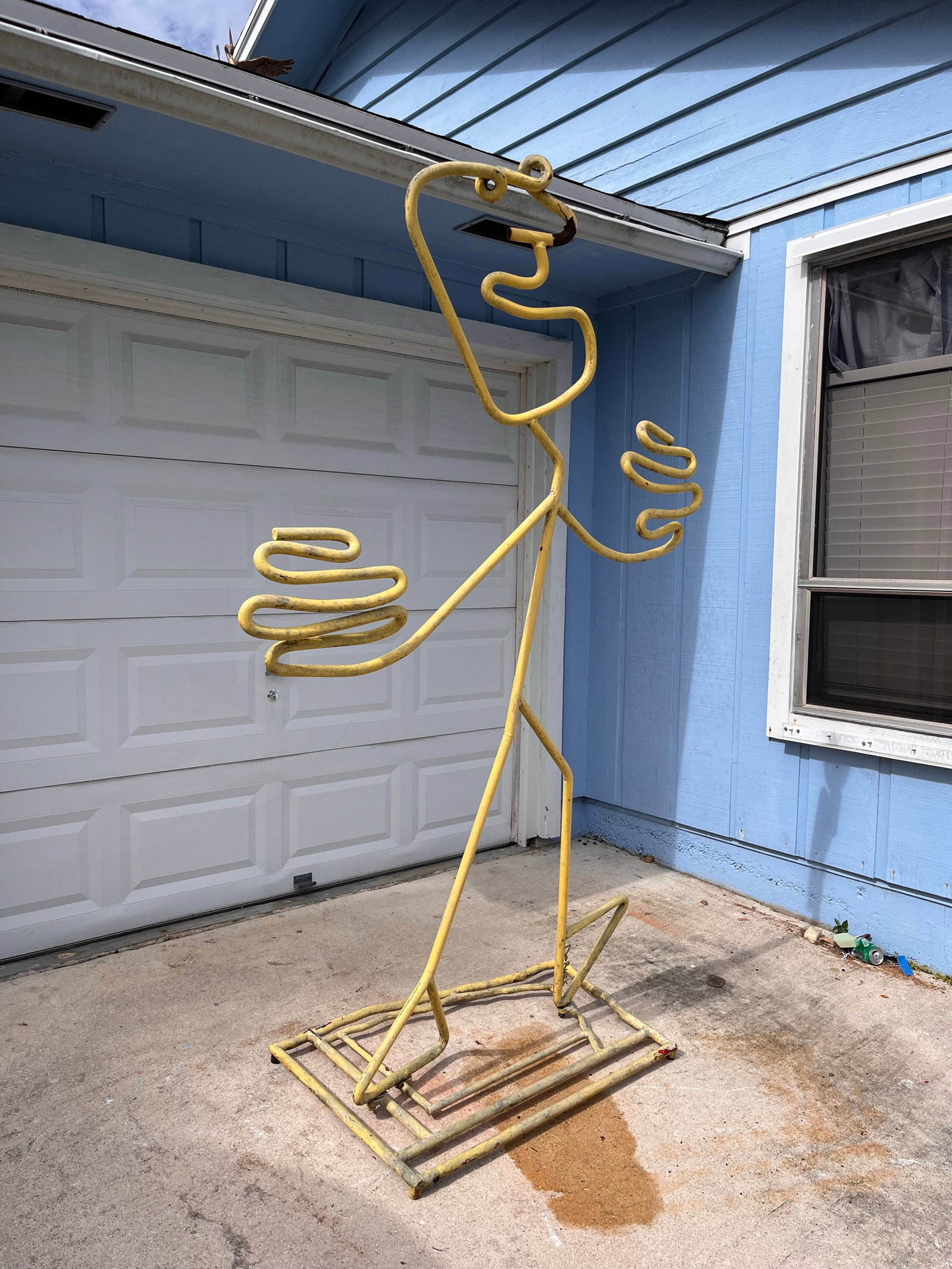 1990s Monumental Signed Barrett DeBusk "Walking Bod " Steel Sculpture - 90" High - 5