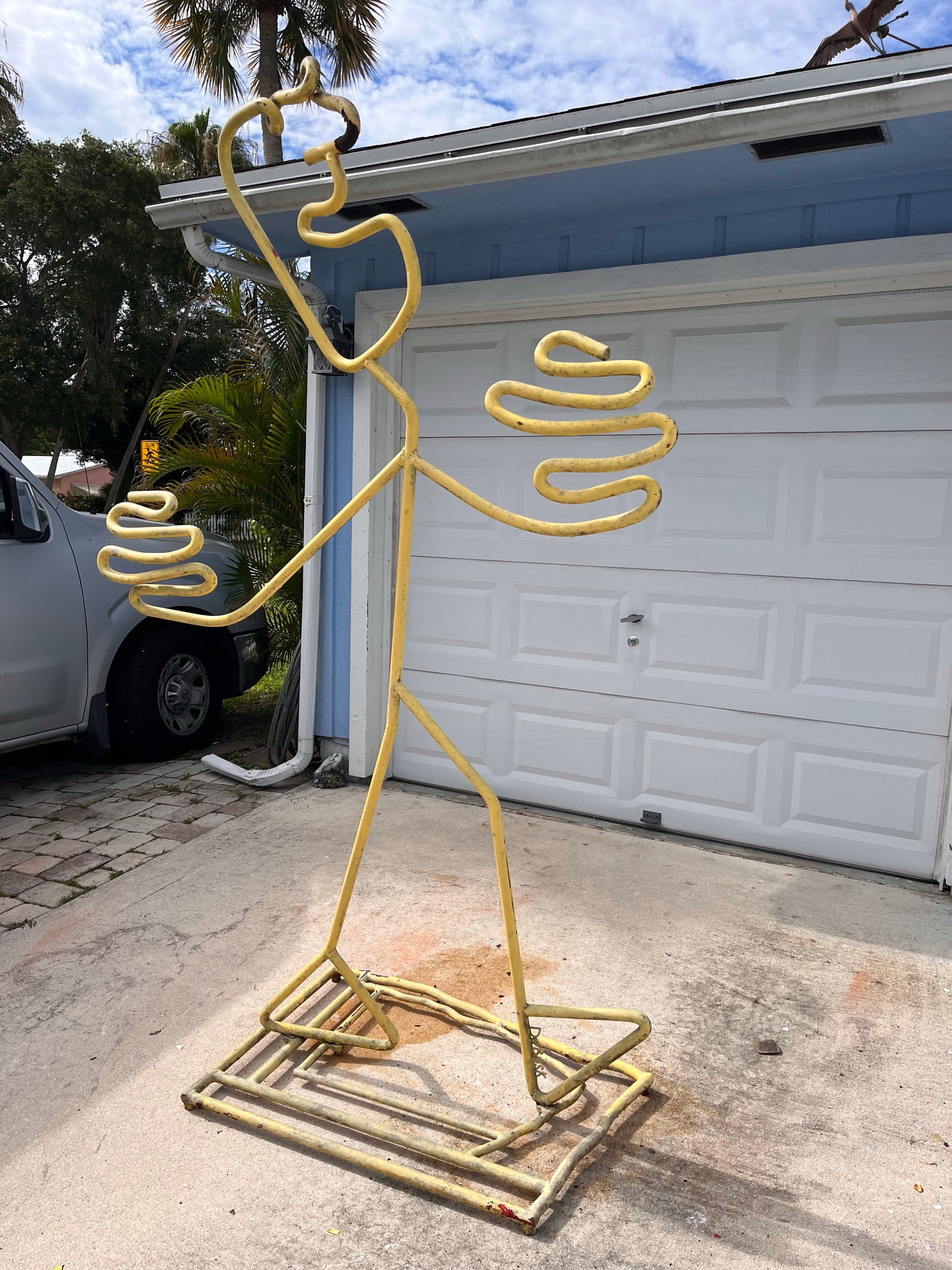 1990s Monumental Signed Barrett DeBusk "Walking Bod " Steel Sculpture - 90" High - 6
