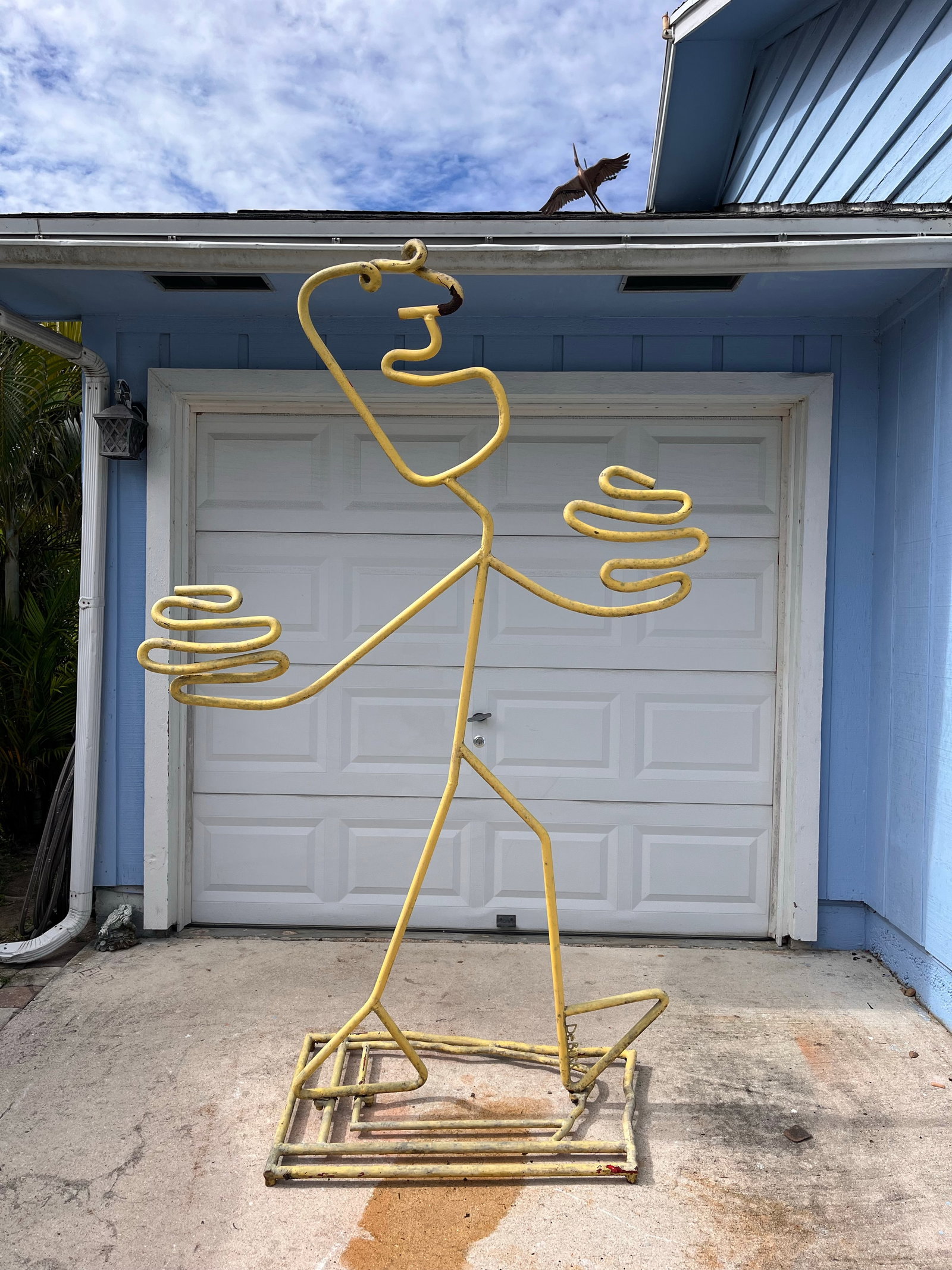 1990s Monumental Signed Barrett DeBusk "Walking Bod " Steel Sculpture - 90" High - 7