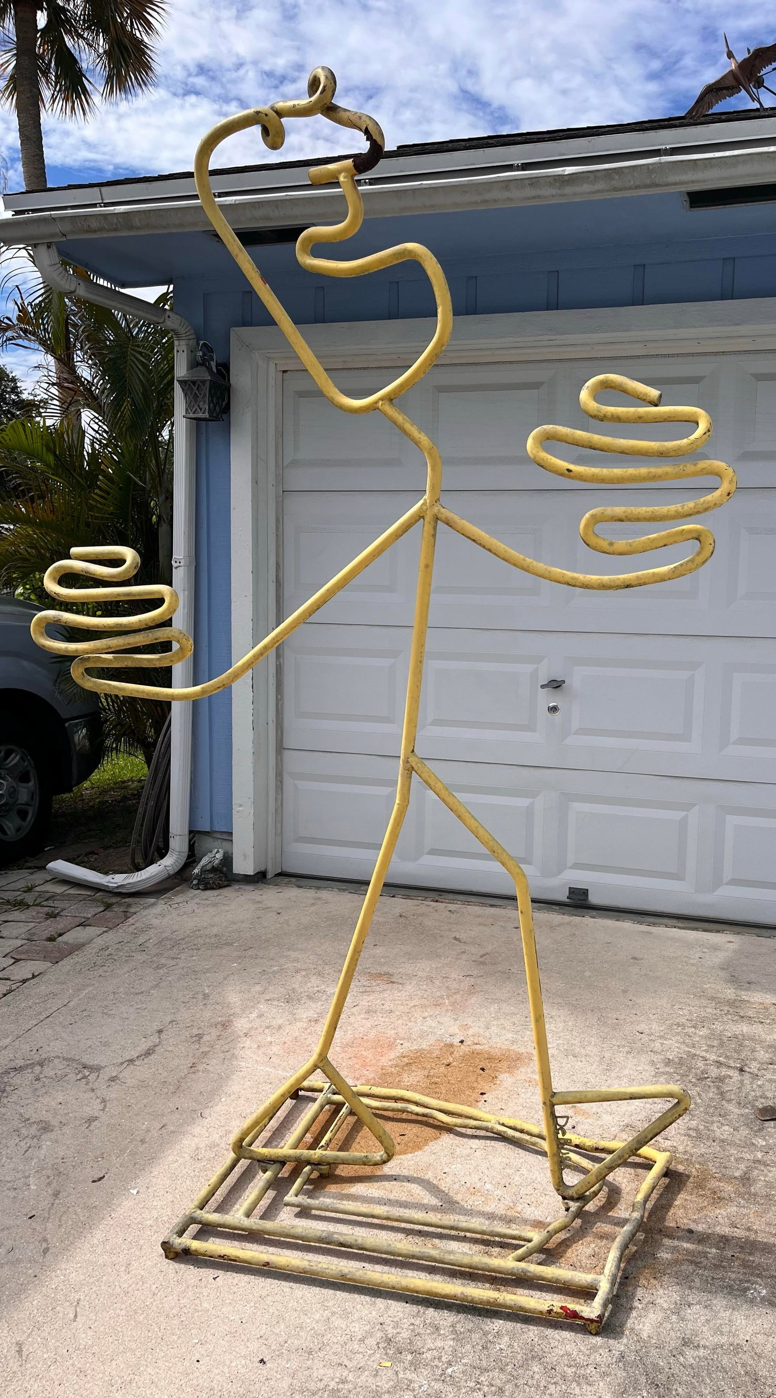 1990s Monumental Signed Barrett DeBusk "Walking Bod " Steel Sculpture - 90" High - 8