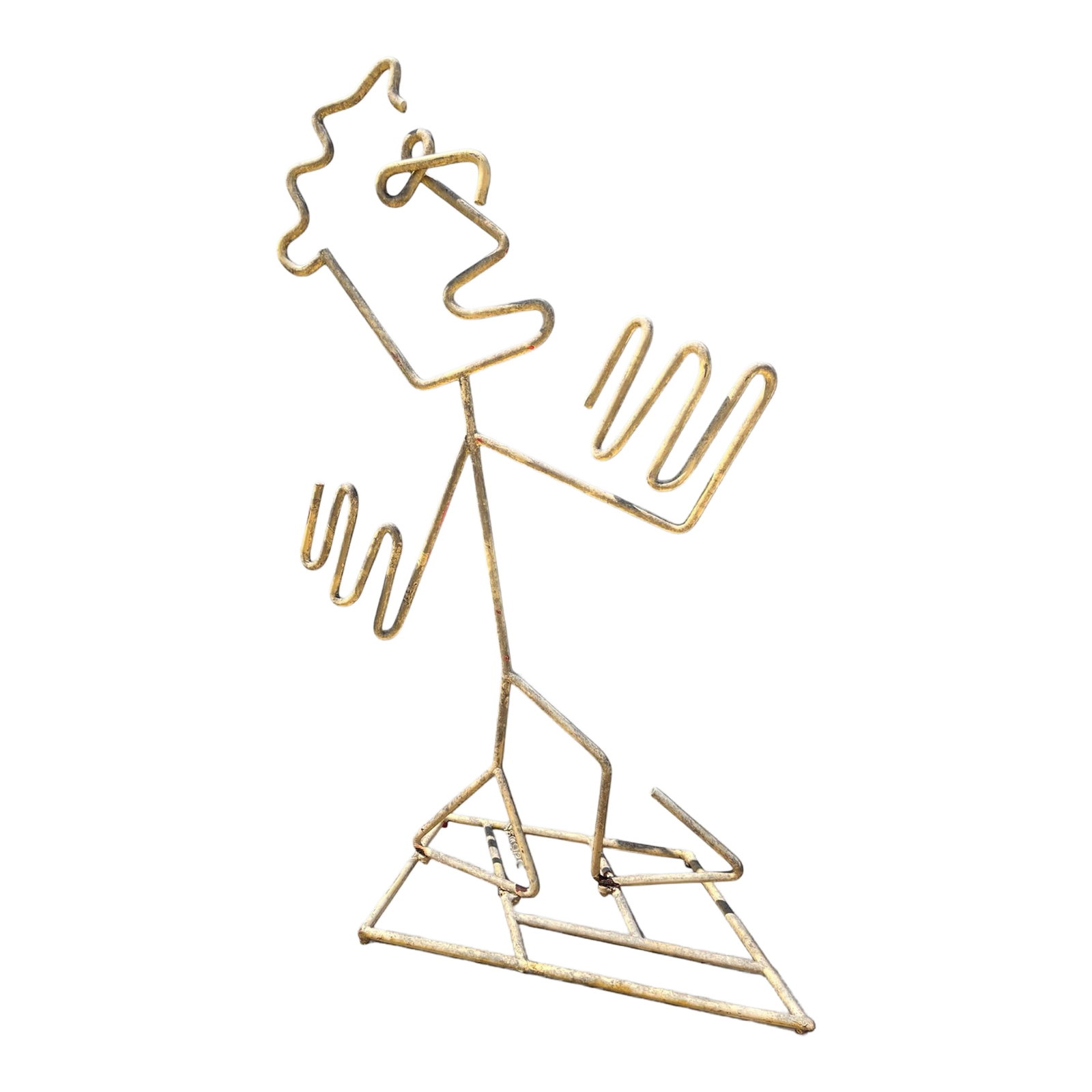 1990s "Walking Bod" Style Sculpture by Barrett DeBusk: Walking Bod Style / Barrett DeBusk a Texas Born Metal sculptor known for his whimsical line drawn figures made from Bent steel Rod. His well-known "walking bods" public sculptures are typically 9