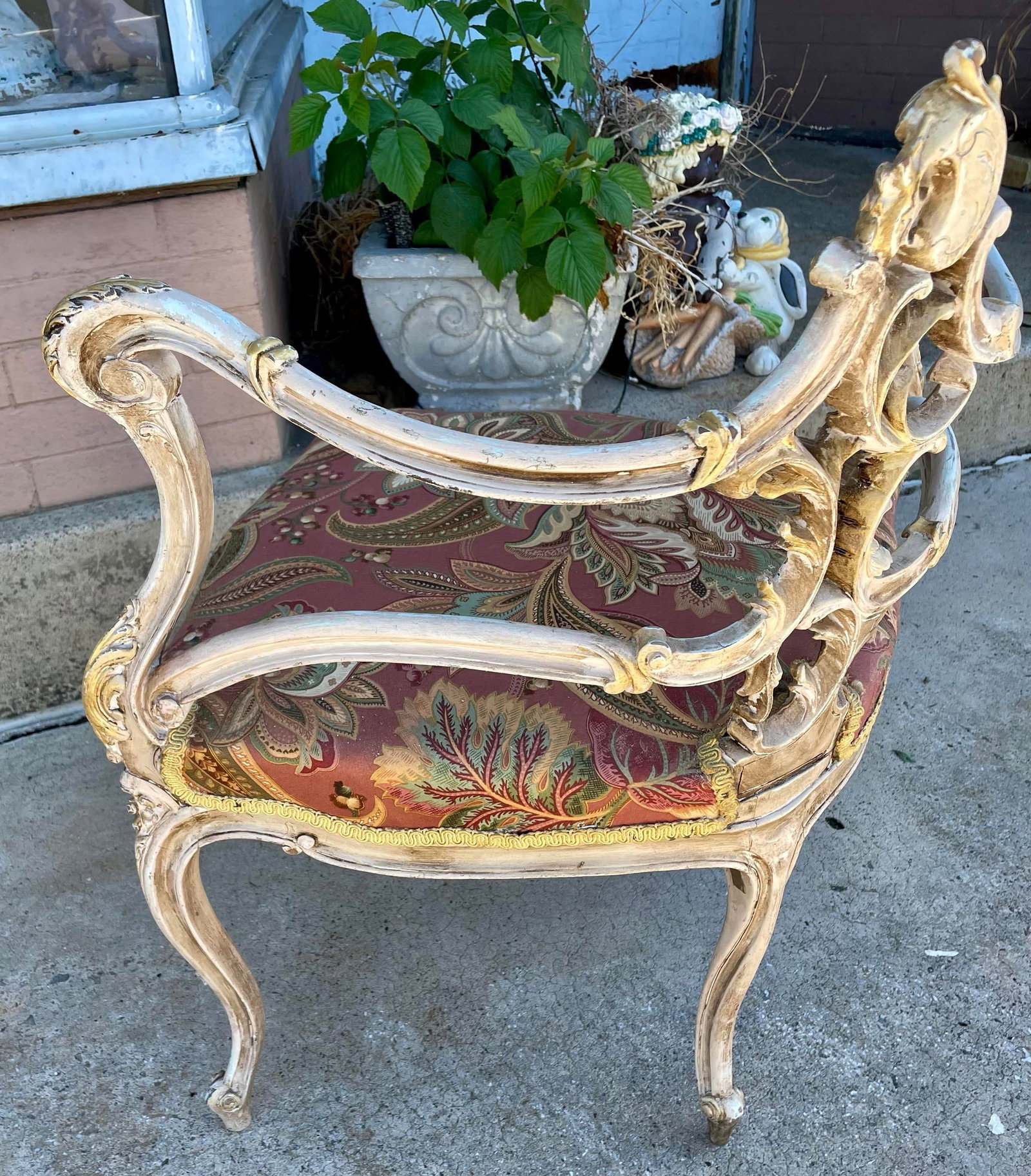 Late 19th Century French Rococo Louis XV Ornately Carved Painted Distressed Corner Captain's Chair - 6