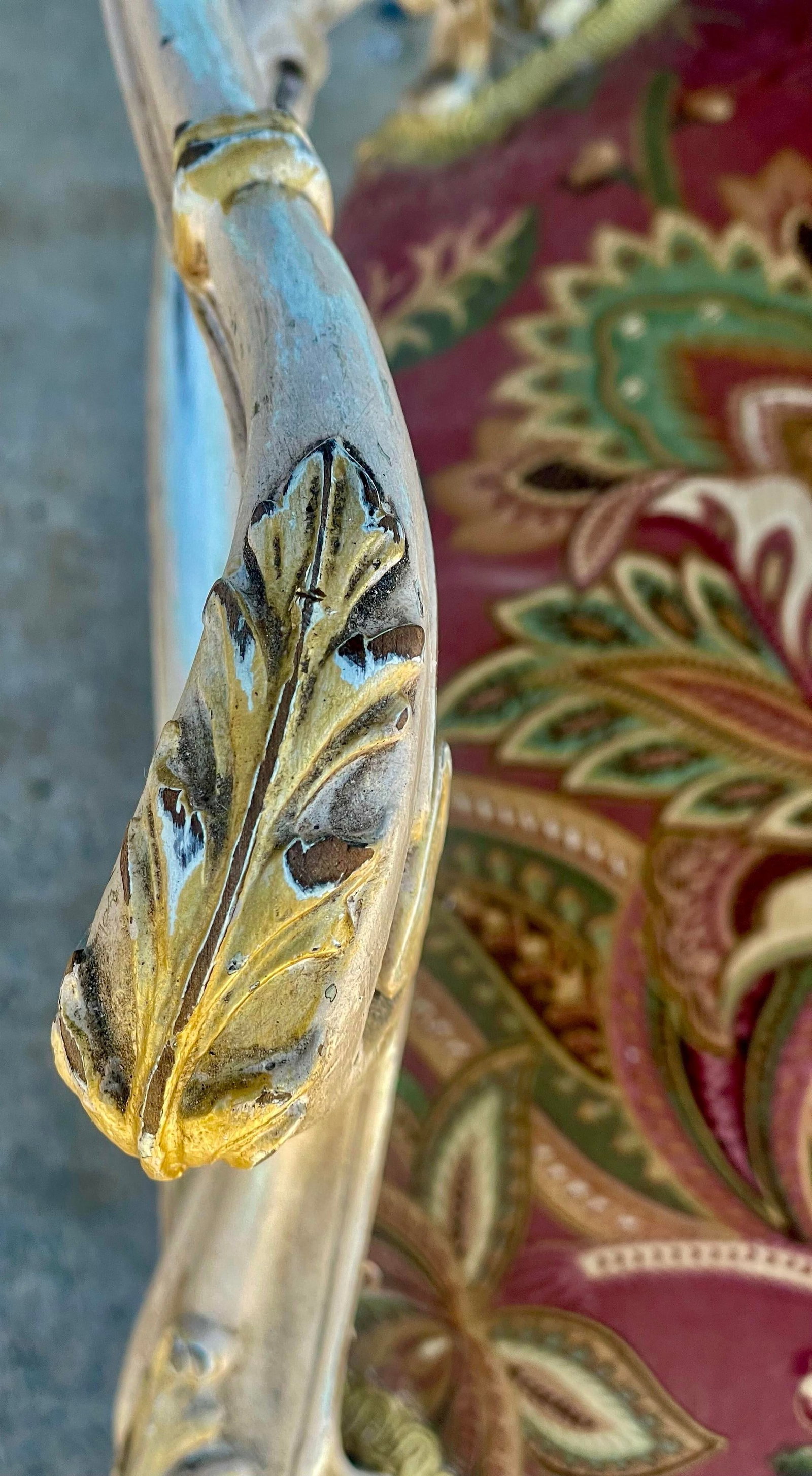 Late 19th Century French Rococo Louis XV Ornately Carved Painted Distressed Corner Captain's Chair - 7