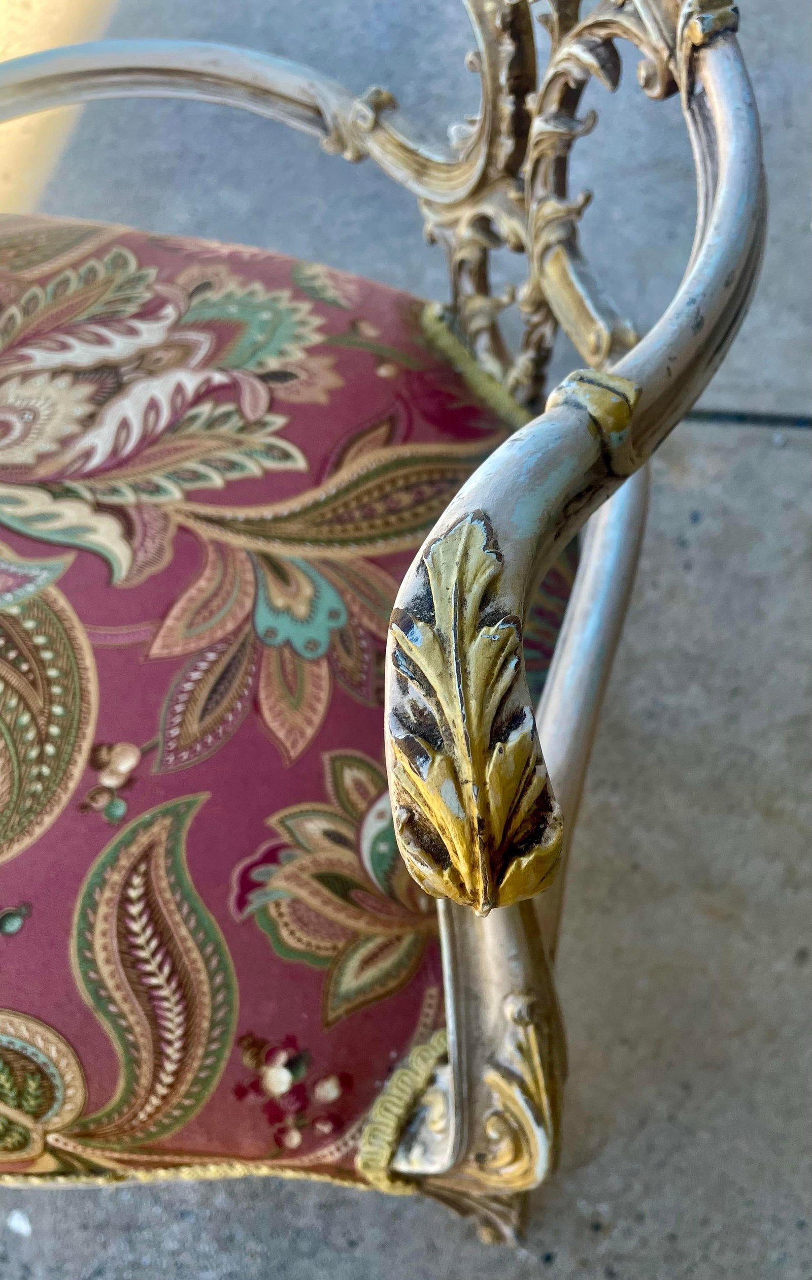 Late 19th Century French Rococo Louis XV Ornately Carved Painted Distressed Corner Captain's Chair - 8