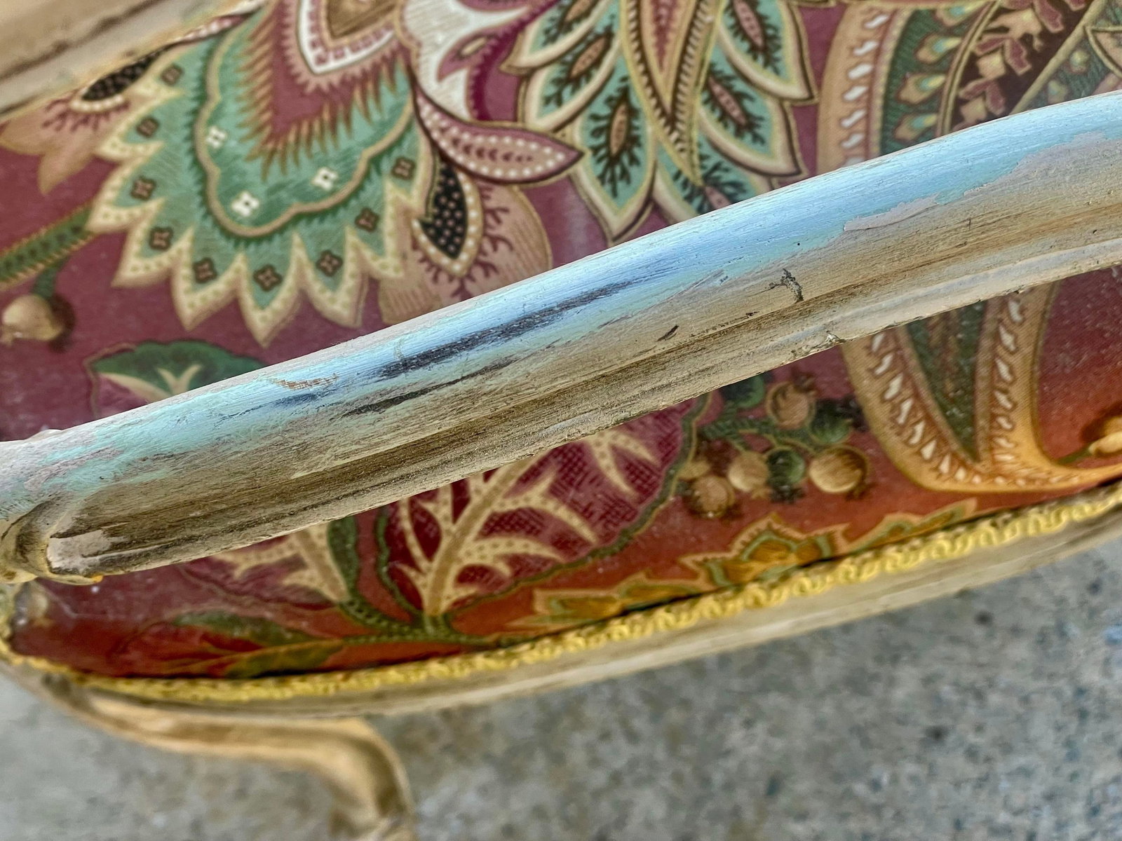 Late 19th Century French Rococo Louis XV Ornately Carved Painted Distressed Corner Captain's Chair - 9