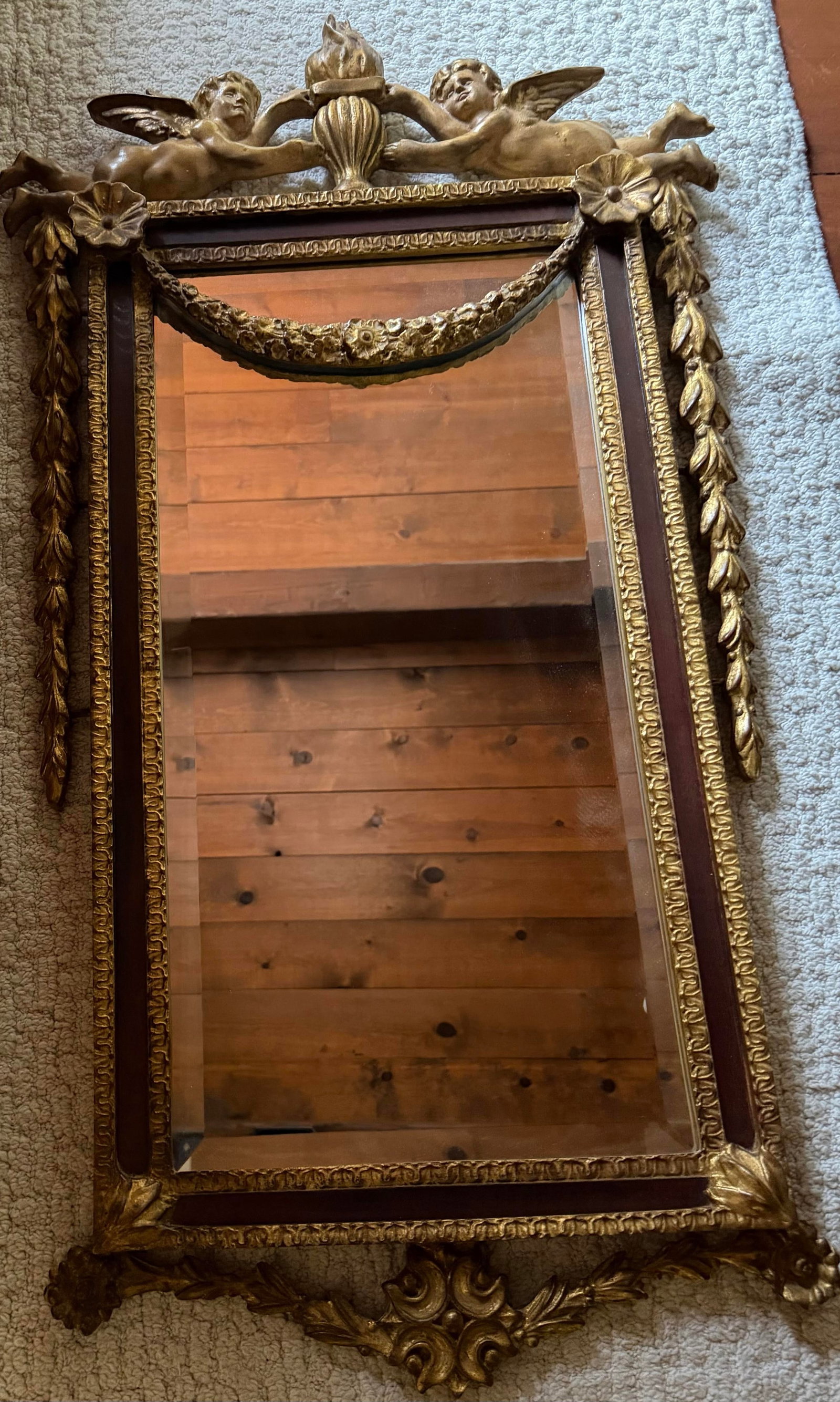 1990 Carvers Guild Large Hand Carved Ornate Gilded Mahogany Mirror - 3