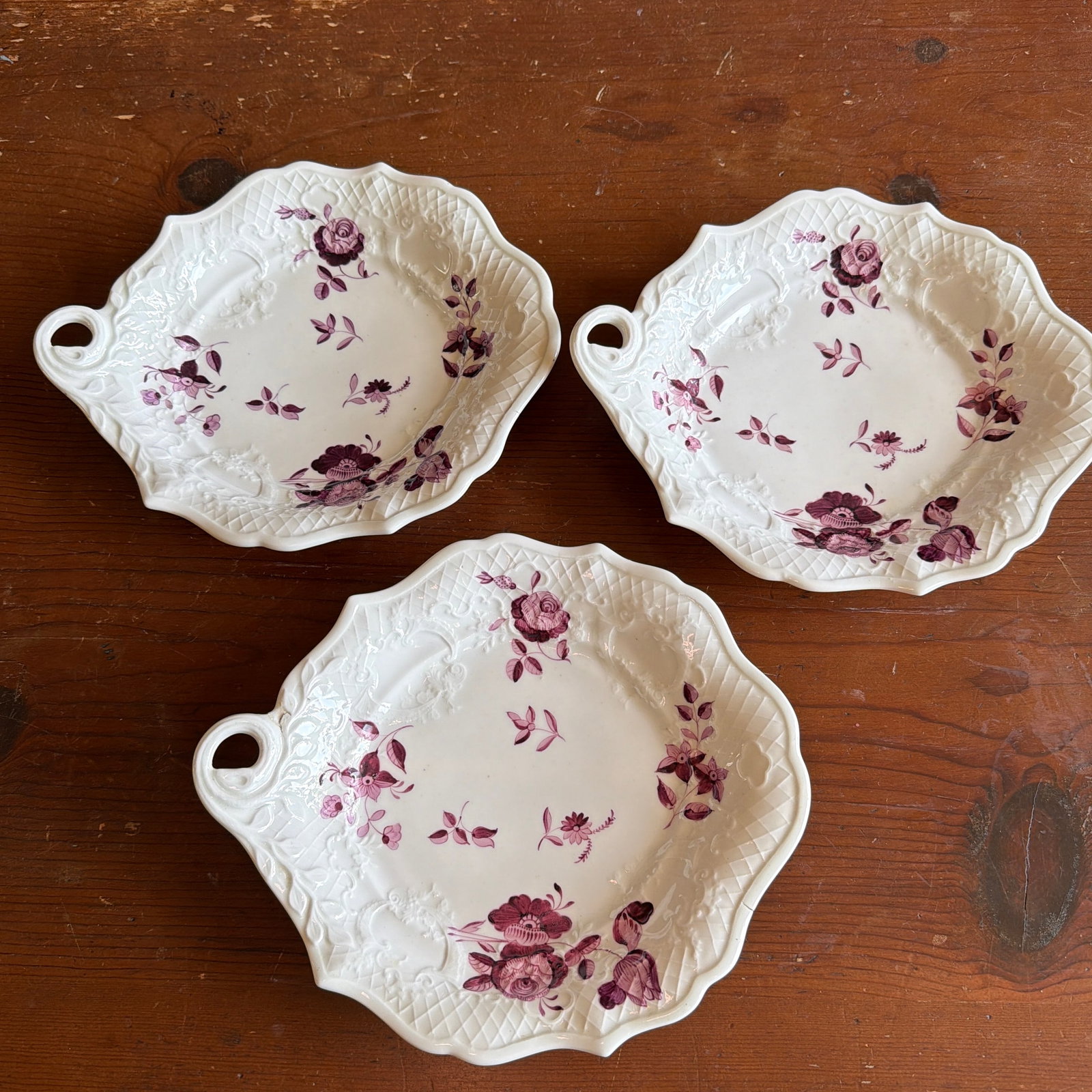 Set of 3 Antique Job Ridgway Cauldon Place Single-Handled Trays, Pattern B1154, Circa 1808-1814 - 10