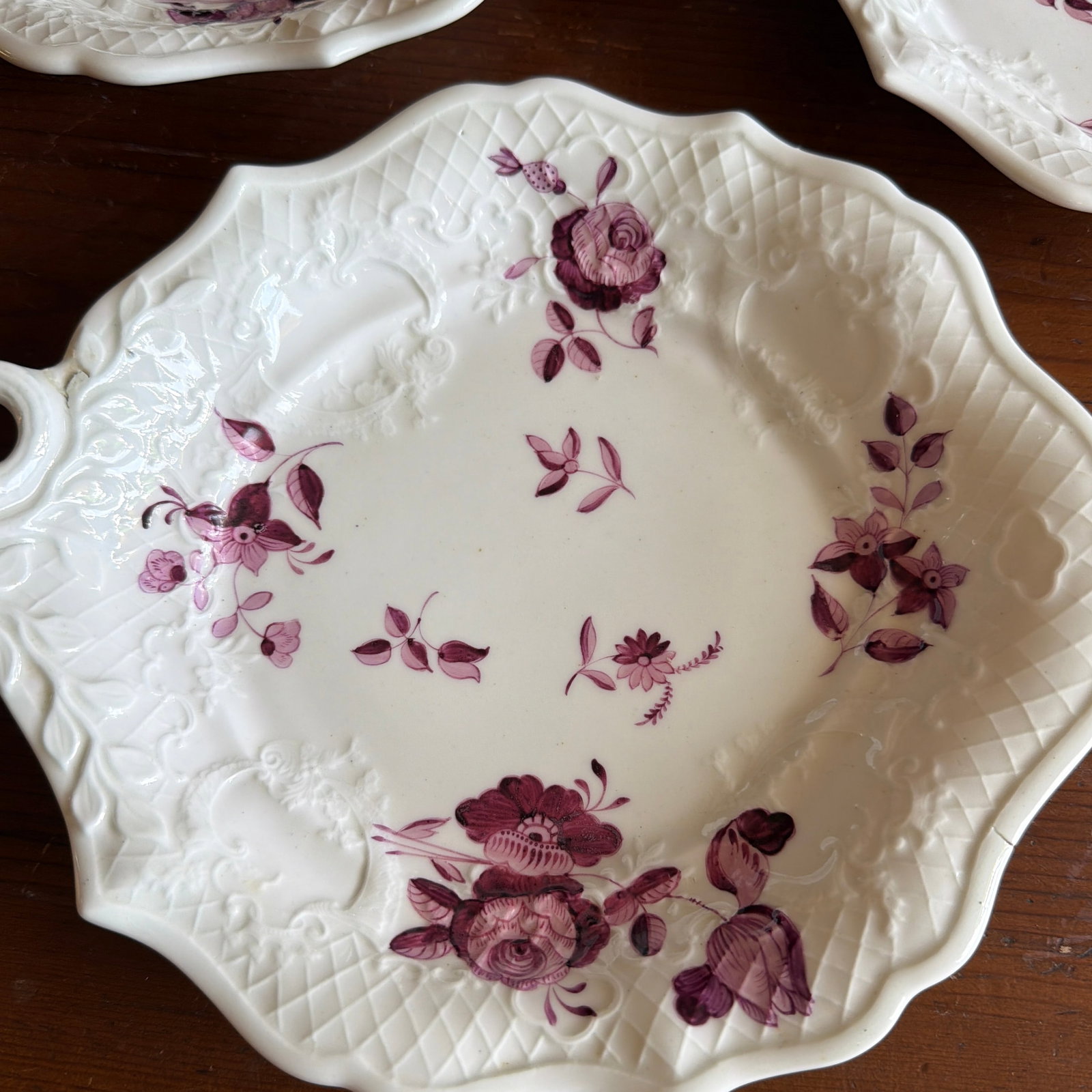 Set of 3 Antique Job Ridgway Cauldon Place Single-Handled Trays, Pattern B1154, Circa 1808-1814 - 11
