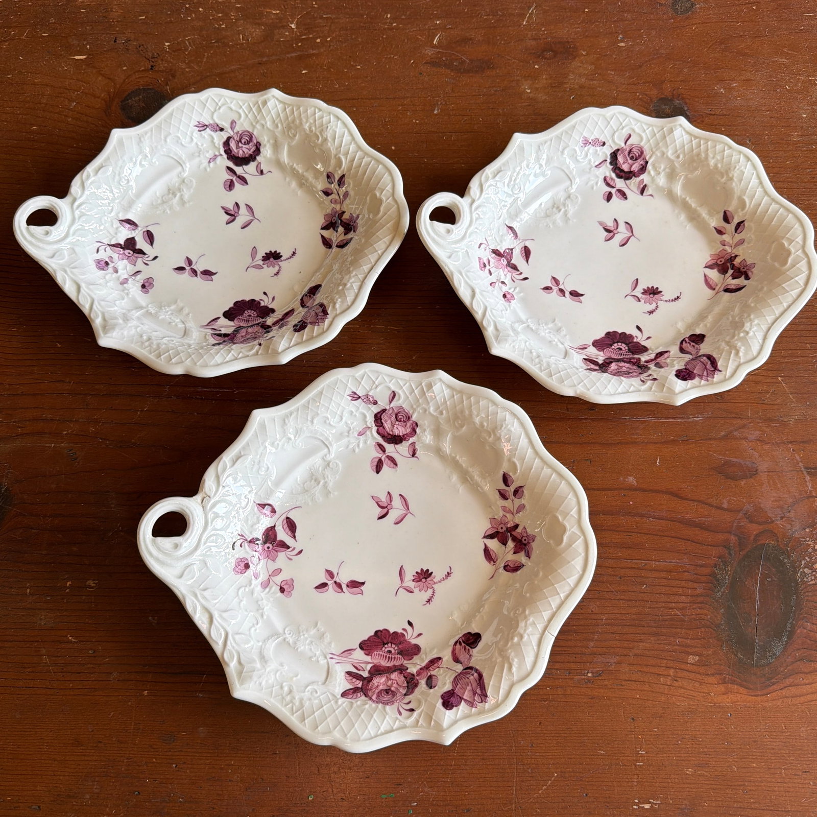 Set of 3 Antique Job Ridgway Cauldon Place Single-Handled Trays, Pattern B1154, Circa 1808-1814 - 12