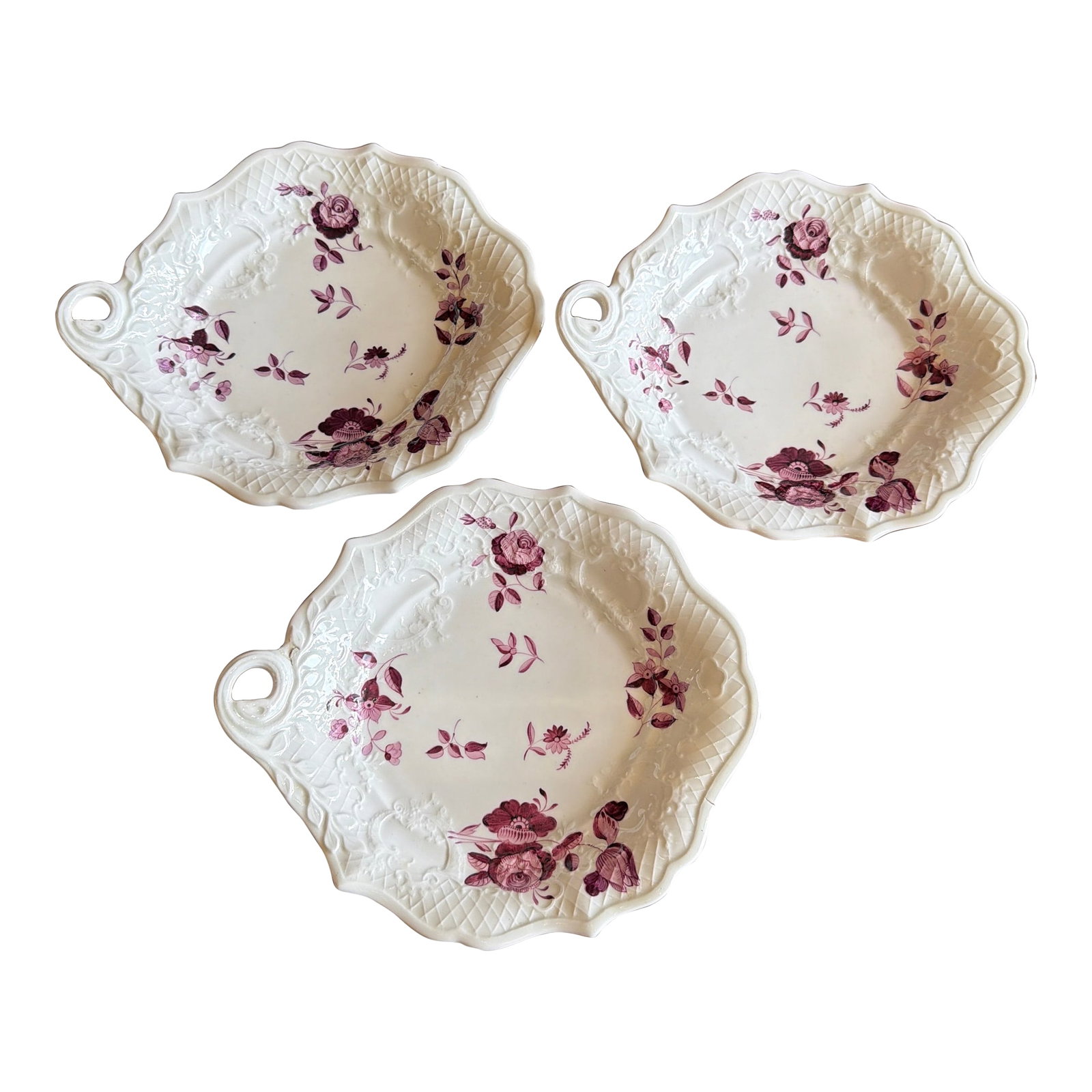 Set of 3 Antique Job Ridgway Cauldon Place Single-Handled Trays, Pattern B1154, Circa 1808-1814 (1 of 12)