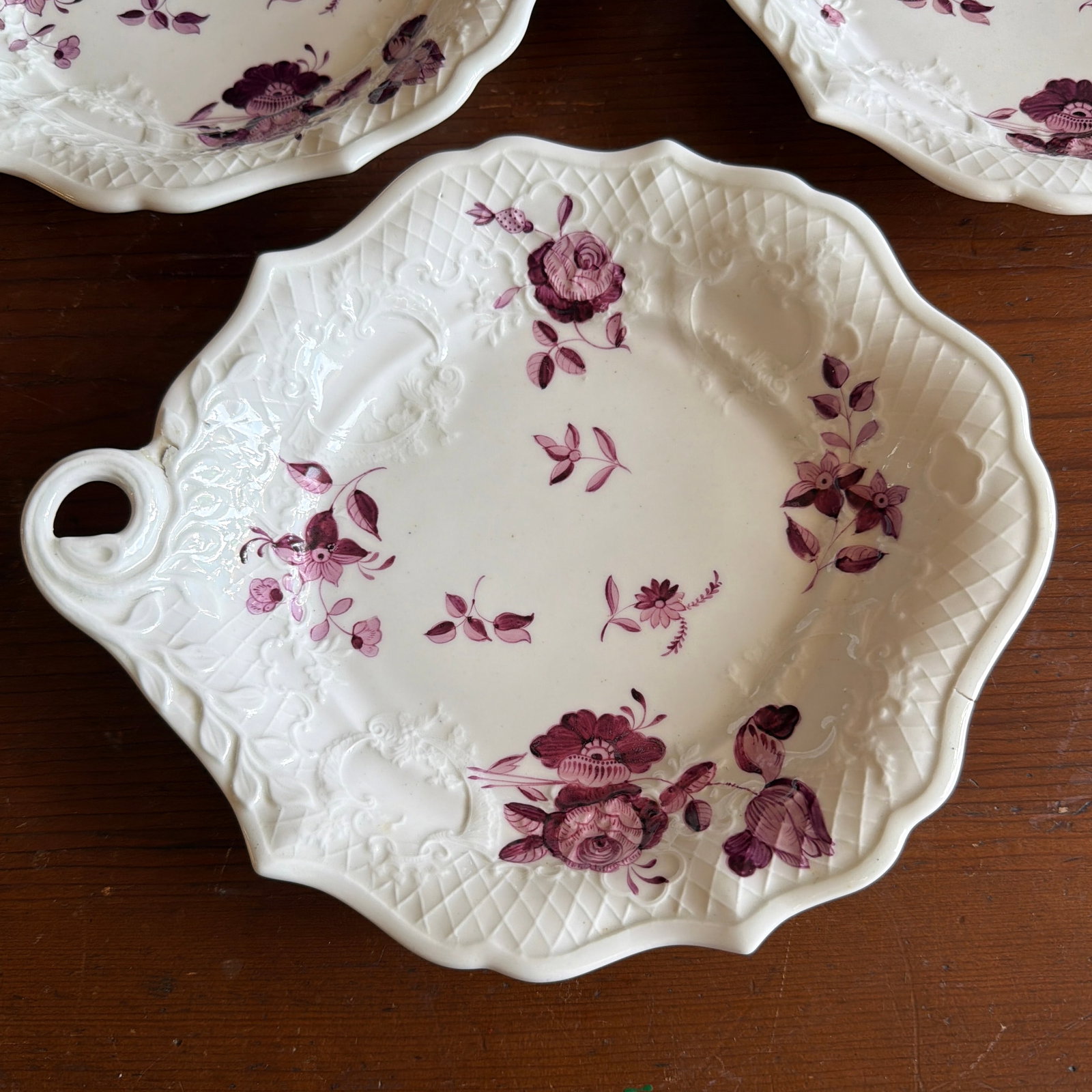 Set of 3 Antique Job Ridgway Cauldon Place Single-Handled Trays, Pattern B1154, Circa 1808-1814 - 2