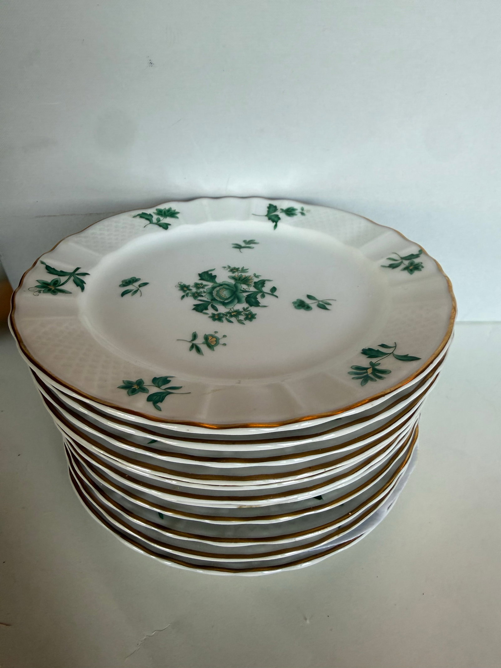 Mid 20th Century Bernardaud Limoges for Le Vase Étrusque "” Green Floral & Gold Dessert - 2